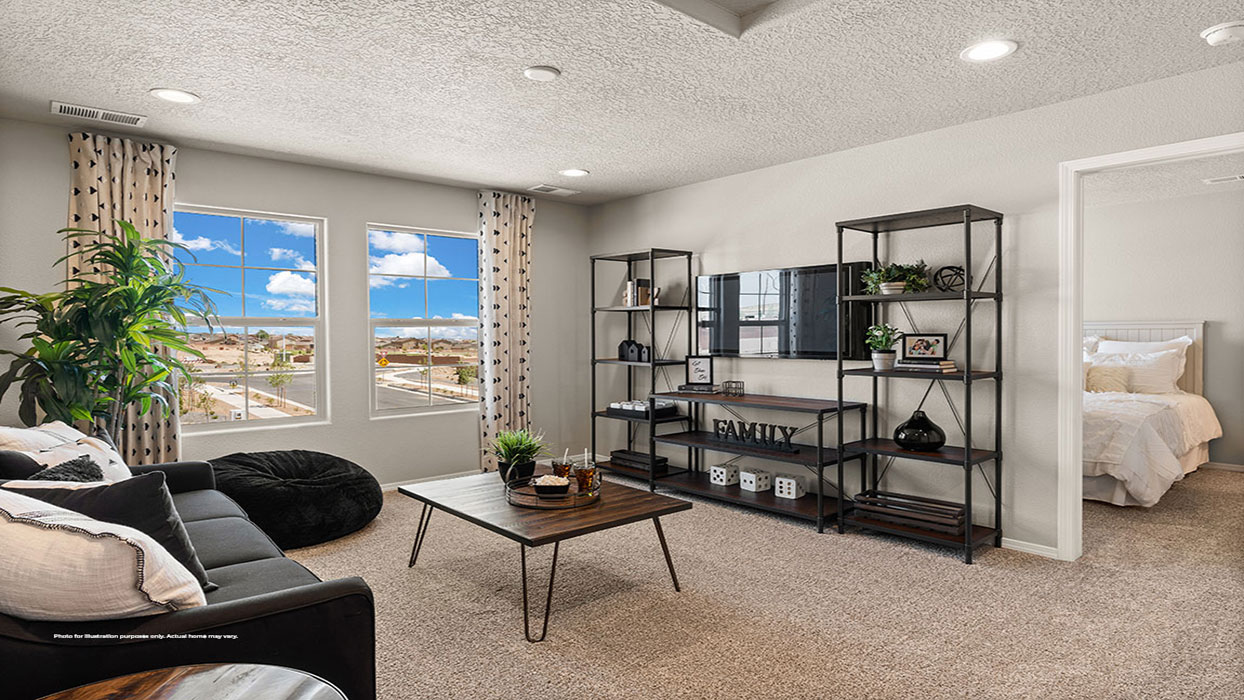 Interior living area with large window