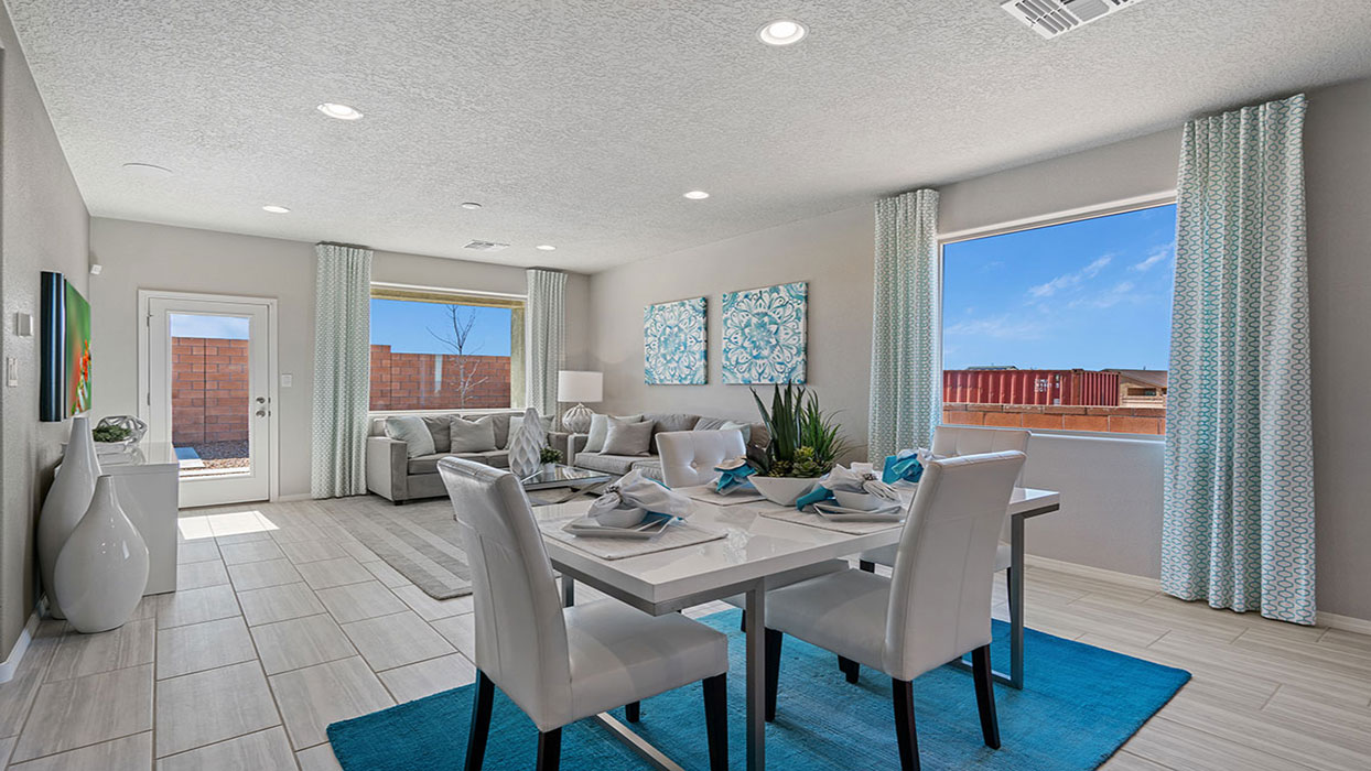 Interior dining area open to living area