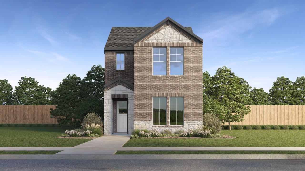 Exterior two story brick house