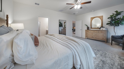 Interior bedroom with large open space and nature lighting