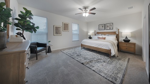 Interior bedroom with large open space and nature lighting