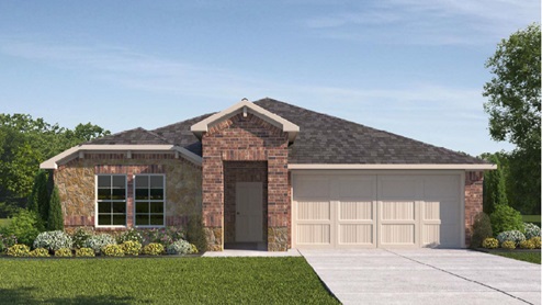Single story exterior render with brick