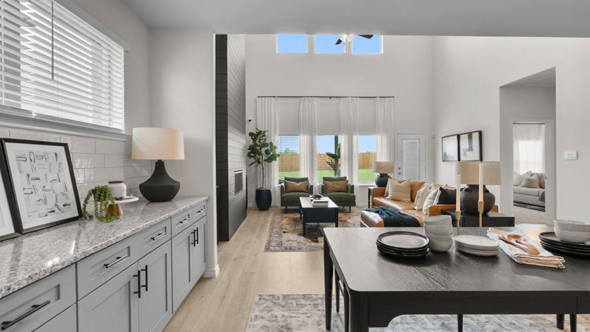 Interior kitchen open to living area