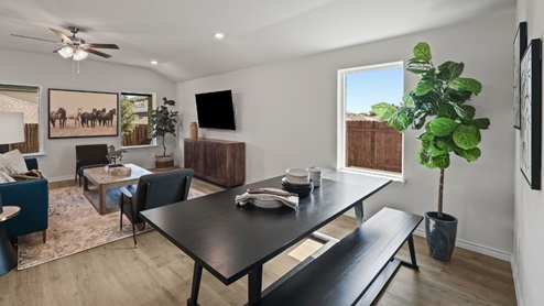 spacious dining room next to the kitchen