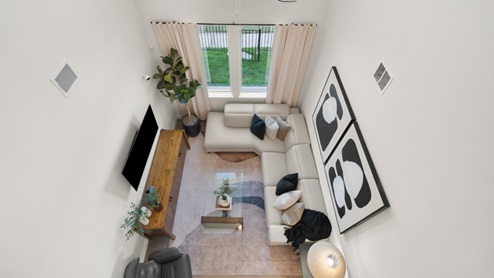 overlook of the living room from the loft