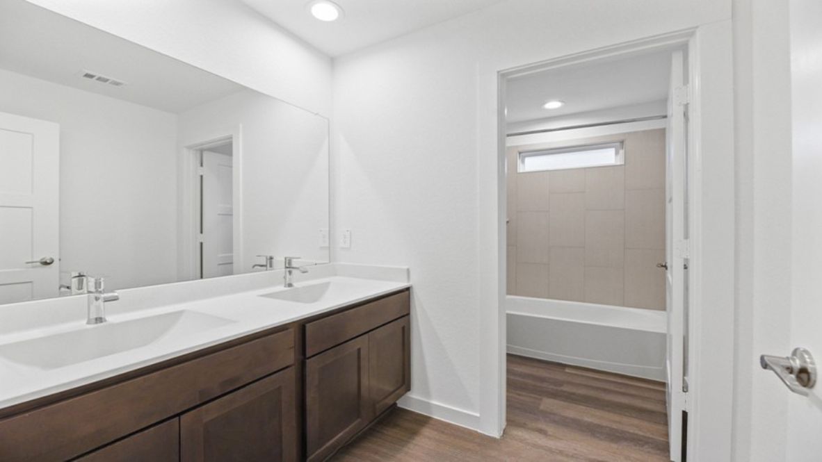 bathroom with white countertops