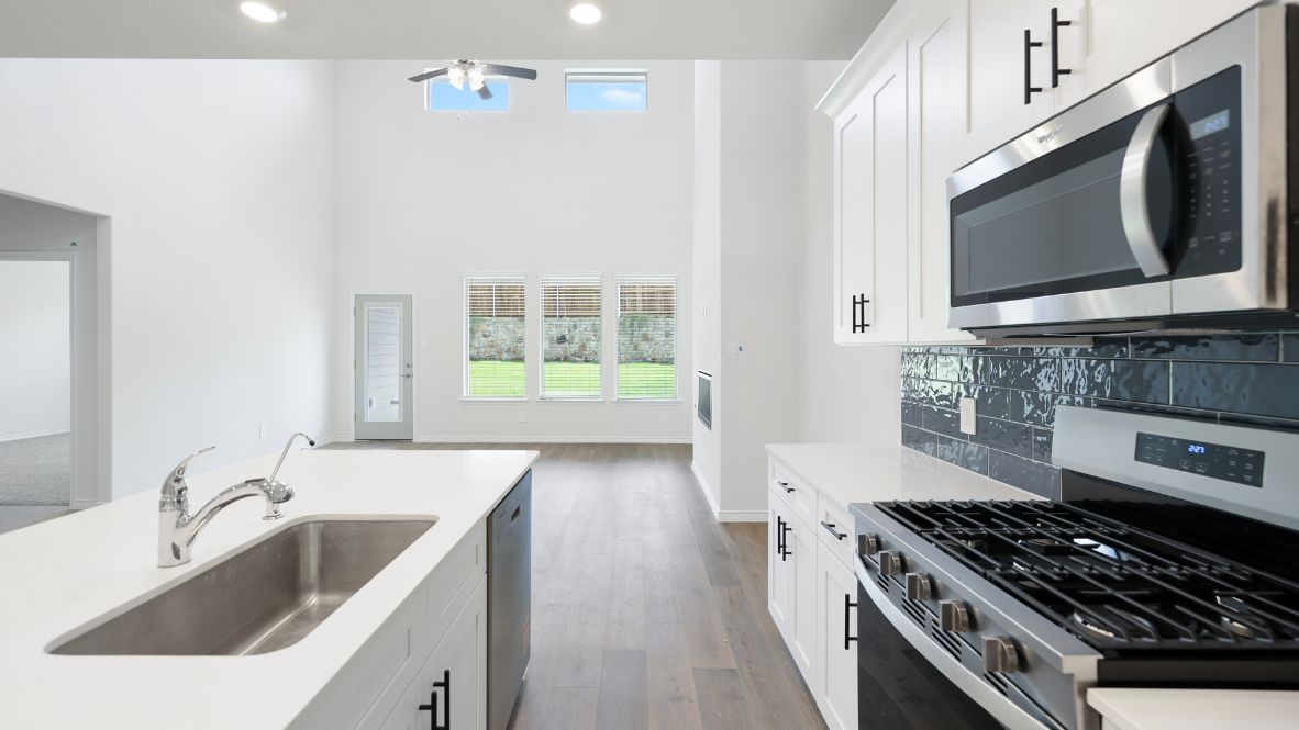 Kitchen open to living area