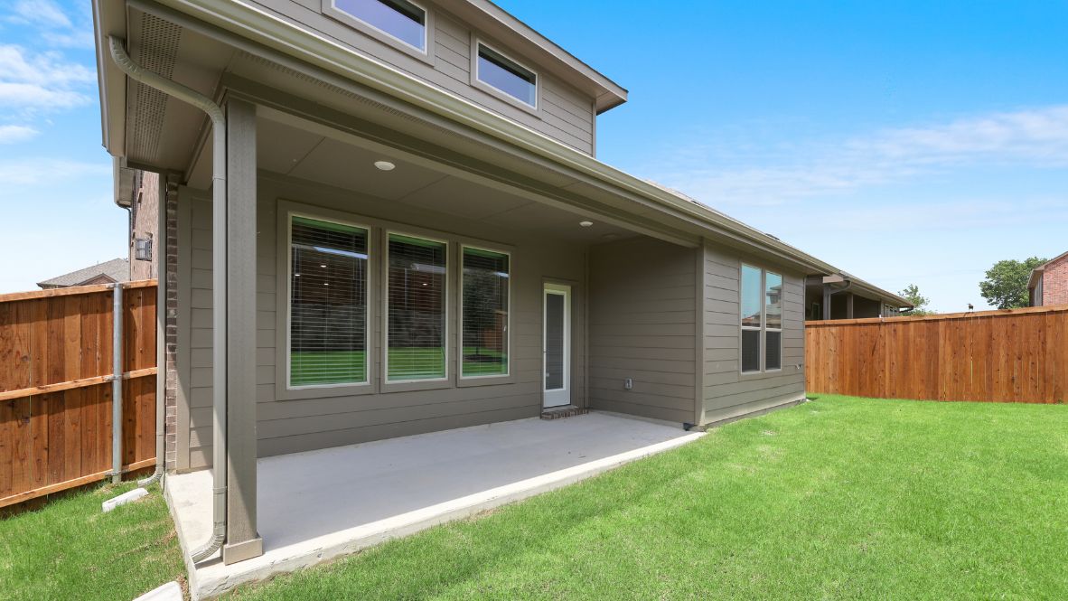 The Burrow is one of our two-story floorplans featured at our Hidden Lakes community in McKinney, TX. The Burrow offers an impressive 2,560 sq. ft. of living space across 4 bedrooms, 3 bathrooms, and a 2-car garage.  As you walk through the long foyer to the open layout of the home, you will find the large kitchen that is open to the spacious family room and dining area. The soaring ceilings in the living room are sure to grab your attention. The kitchen features granite or quartz countertops, decorative tile backsplash, stainless steel appliances and a large kitchen island.  The main bedroom, bedroom 1, is located downstairs and features a large walk in shower and huge walk in closet. Upstairs you will find a large loft that is open to the living room below. Utilize this space as a media room, game room, or home gym.  This home comes included with a professionally designed landscape package and a full irrigation system as well as our Home is Connected® base package that offers devices such as offers devices such as the Amazon Echo Pop, a Video Doorbell, Deako Smart Light Switch, a Honeywell Thermostat, and more.  Images are representative of plan and may vary as built.  Contact us today and find your home at Hidden Lakes.