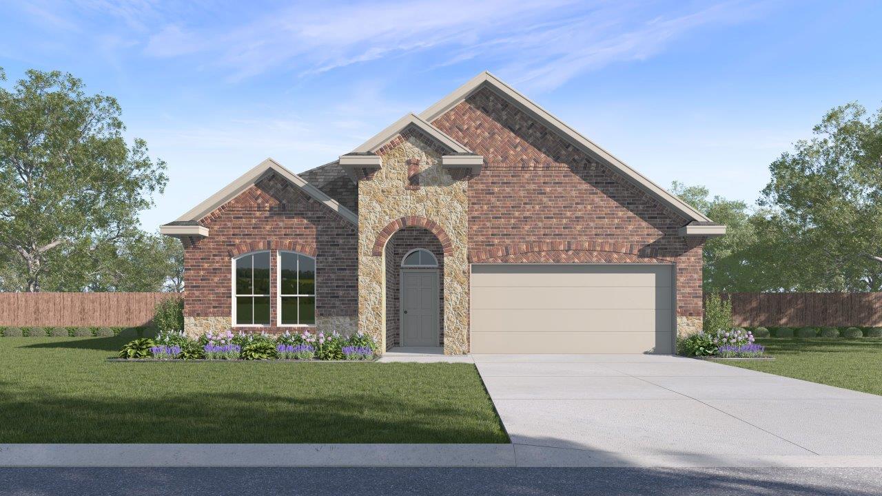 Exterior one story brick home