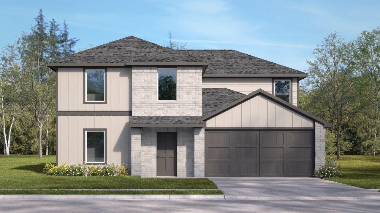 Exterior two-story brick home
