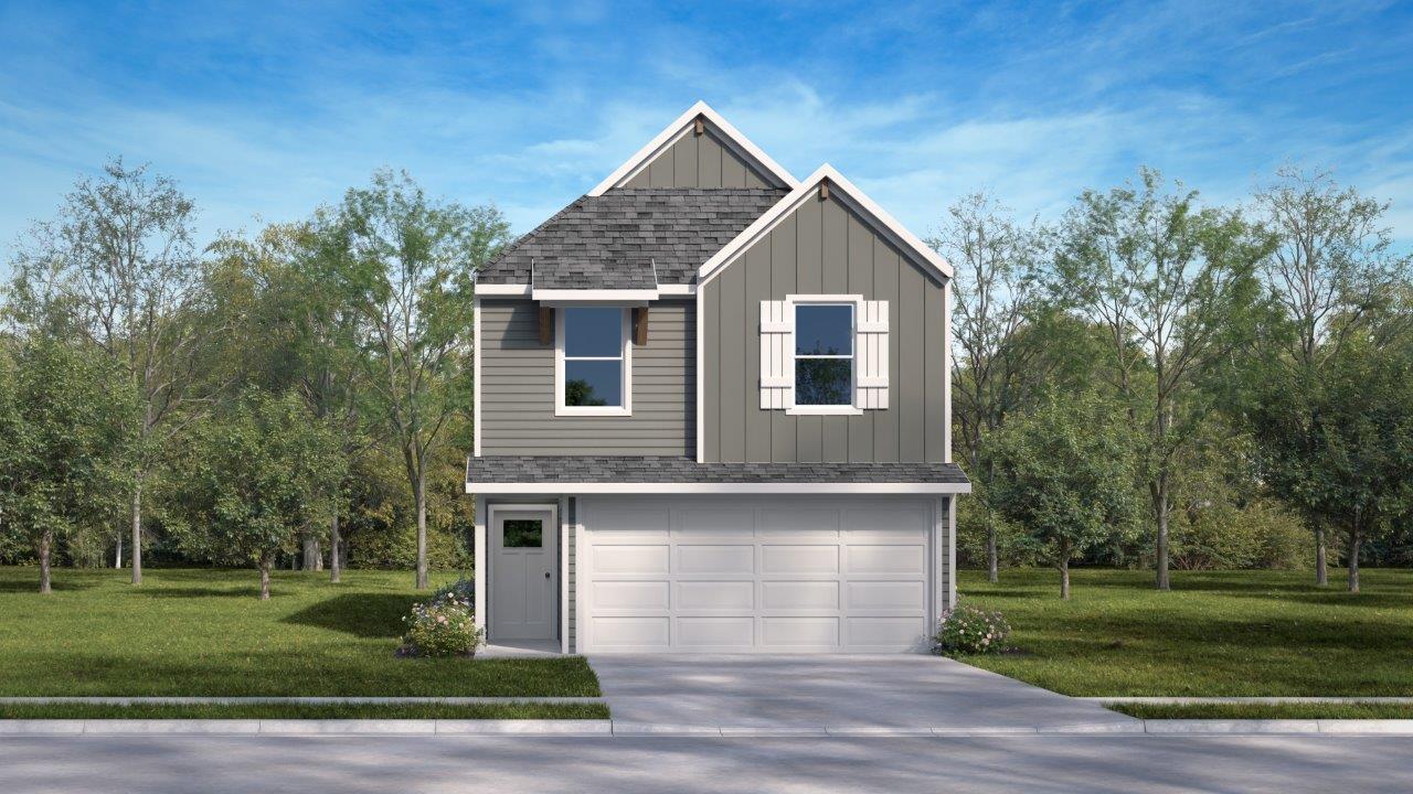 Naples plan elevation D. Two-story home