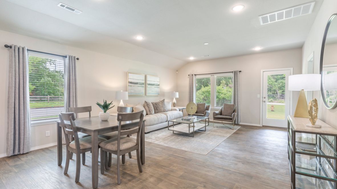 Welcome to the Brook Chase community in Broken Arrow, Oklahoma, where the Elgin floor plan epitomizes modern comfort and style. As you stroll down the streets lined with brick or brick and rock exterior elevations, you'll feel right at home in this friendly neighborhood.  The Elgin offers 1614 square feet of well-designed living space, featuring 4 bedrooms and 2 bathrooms, making it perfect for families seeking both functionality and charm. Step inside and be greeted by an open-concept layout, where the kitchen seamlessly overlooks the combination living and dining area.  Designed for both aesthetics and practicality, the kitchen boasts painted cabinetry, granite countertops, and luxury vinyl wood flooring. Meanwhile, the primary and secondary bathrooms feature timeless subway tile surround, creating a spa-like atmosphere for your daily routines. With carpeted floors in the bedrooms, comfort is never compromised.  Retreat to the primary bedroom, where relaxation awaits. Enjoy the convenience of an attached bathroom with a walk-in closet, double vanity, and a separate toilet for added privacy. Say goodbye to morning sink-sharing woes - the Elgin ensures ample space for everyone to get ready with ease.  Don't miss your chance to make the Elgin your new home in the Brook Chase community. Contact us today to schedule a tour and discover why this floor plan is the perfect blend of style and functionality for your family's needs. Your dream home awaits!