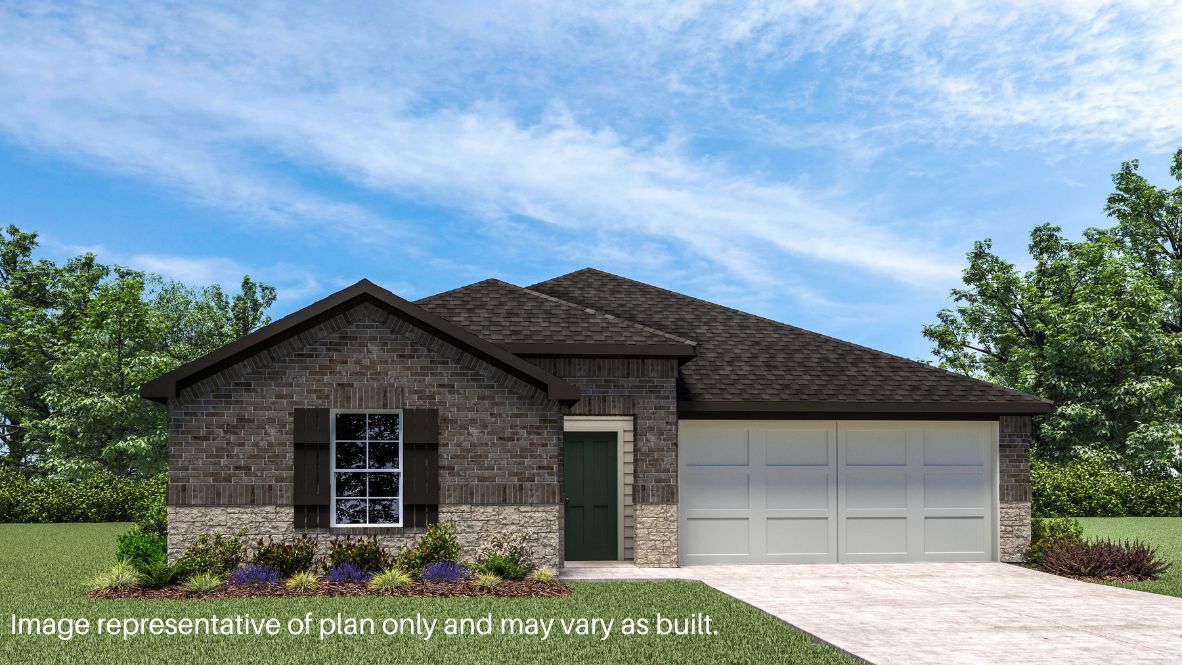 Neighborhood street view of  Plan by D.R. Horton with crafty front elevation