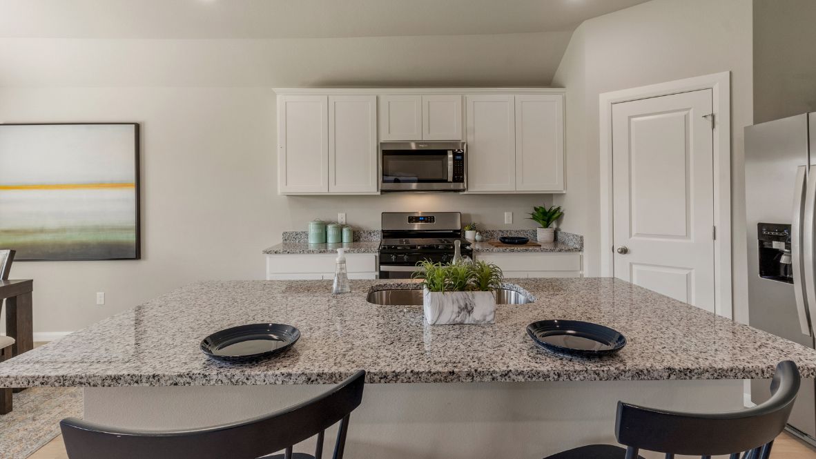 Welcome to Hawks Landing, where the Dean floor plan sets the standard for luxury and comfort in our prestigious new home community. From its grand brick and rock exterior to its professionally landscaped yard adorned with a mature tree in the front, this home boasts curb appeal that leaves a lasting impression.  Step inside to discover an inviting haven adorned with grand ceilings and an abundance of natural light that fills the space. The gourmet kitchen is a chef's dream, featuring white painted shaker style cabinets, granite countertops, and a generously-sized island perfect for hosting holiday gatherings or casual meals with loved ones. Indulge in luxury with luxury vinyl wood-look flooring throughout, offering both durability and timeless appeal. Retreat to the spa-like bathrooms, featuring a lavish walk-in shower with a full glass enclosure and 12x24 timeless marble tile surrounds in all showers.  Enjoy outdoor living to the fullest with a covered patio perfect for relaxing and entertaining. Plus, experience the convenience of smart home features and the sustainability of energy-efficient systems, ensuring your home is both technologically advanced and environmentally friendly.  Don't miss the opportunity to make the Dean floor plan your own. Contact us today and embark on the journey to your dream home in Hawks Landing.