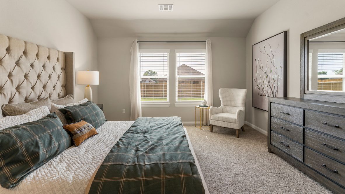 Welcome to Hawks Landing, where the Dean floor plan sets the standard for luxury and comfort in our prestigious new home community. From its grand brick and rock exterior to its professionally landscaped yard adorned with a mature tree in the front, this home boasts curb appeal that leaves a lasting impression.  Step inside to discover an inviting haven adorned with grand ceilings and an abundance of natural light that fills the space. The gourmet kitchen is a chef's dream, featuring white painted shaker style cabinets, granite countertops, and a generously-sized island perfect for hosting holiday gatherings or casual meals with loved ones. Indulge in luxury with luxury vinyl wood-look flooring throughout, offering both durability and timeless appeal. Retreat to the spa-like bathrooms, featuring a lavish walk-in shower with a full glass enclosure and 12x24 timeless marble tile surrounds in all showers.  Enjoy outdoor living to the fullest with a covered patio perfect for relaxing and entertaining. Plus, experience the convenience of smart home features and the sustainability of energy-efficient systems, ensuring your home is both technologically advanced and environmentally friendly.  Don't miss the opportunity to make the Dean floor plan your own. Contact us today and embark on the journey to your dream home in Hawks Landing.