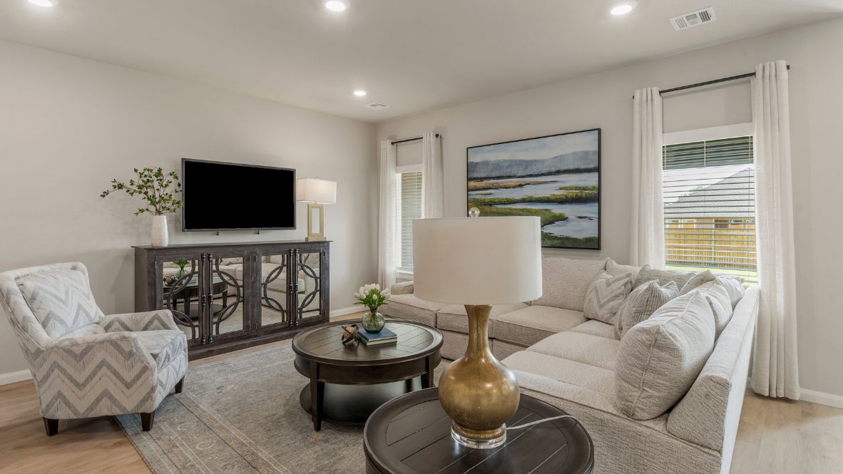 Welcome to Hawks Landing, where the Dean floor plan sets the standard for luxury and comfort in our prestigious new home community. From its grand brick and rock exterior to its professionally landscaped yard adorned with a mature tree in the front, this home boasts curb appeal that leaves a lasting impression.  Step inside to discover an inviting haven adorned with grand ceilings and an abundance of natural light that fills the space. The gourmet kitchen is a chef's dream, featuring white painted shaker style cabinets, granite countertops, and a generously-sized island perfect for hosting holiday gatherings or casual meals with loved ones. Indulge in luxury with luxury vinyl wood-look flooring throughout, offering both durability and timeless appeal. Retreat to the spa-like bathrooms, featuring a lavish walk-in shower with a full glass enclosure and 12x24 timeless marble tile surrounds in all showers.  Enjoy outdoor living to the fullest with a covered patio perfect for relaxing and entertaining. Plus, experience the convenience of smart home features and the sustainability of energy-efficient systems, ensuring your home is both technologically advanced and environmentally friendly.  Don't miss the opportunity to make the Dean floor plan your own. Contact us today and embark on the journey to your dream home in Hawks Landing.