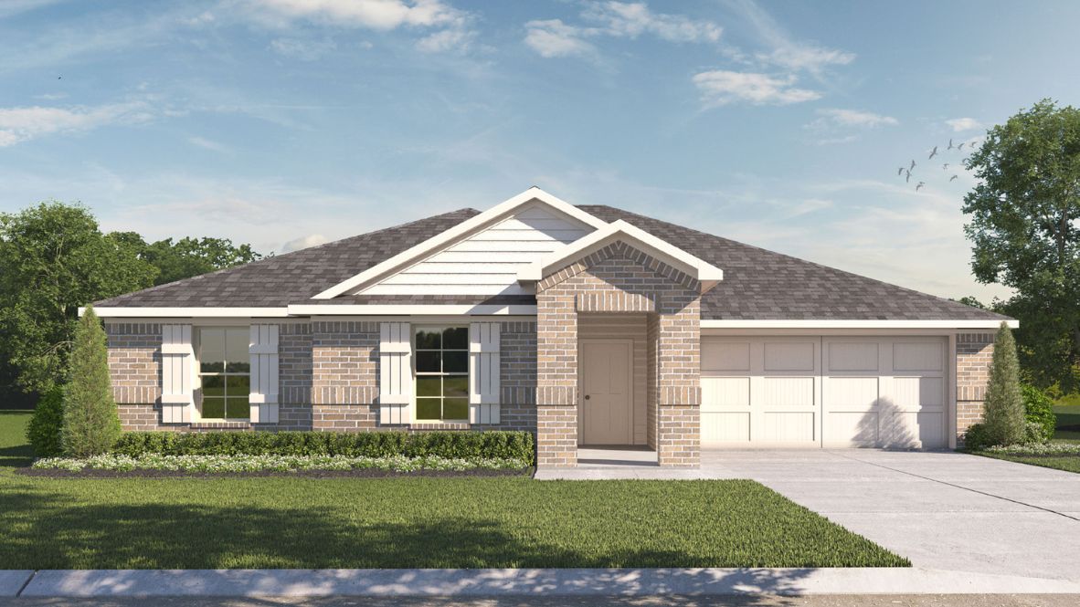 Welcome to Hawks Landing, where the Dean floor plan sets the standard for luxury and comfort in our prestigious new home community. From its grand brick and rock exterior to its professionally landscaped yard adorned with a mature tree in the front, this home boasts curb appeal that leaves a lasting impression.  Step inside to discover an inviting haven adorned with grand ceilings and an abundance of natural light that fills the space. The gourmet kitchen is a chef's dream, featuring white painted shaker style cabinets, granite countertops, and a generously-sized island perfect for hosting holiday gatherings or casual meals with loved ones. Indulge in luxury with luxury vinyl wood-look flooring throughout, offering both durability and timeless appeal. Retreat to the spa-like bathrooms, featuring a lavish walk-in shower with a full glass enclosure and 12x24 timeless marble tile surrounds in all showers.  Enjoy outdoor living to the fullest with a covered patio perfect for relaxing and entertaining. Plus, experience the convenience of smart home features and the sustainability of energy-efficient systems, ensuring your home is both technologically advanced and environmentally friendly.  Don't miss the opportunity to make the Dean floor plan your own. Contact us today and embark on the journey to your dream home in Hawks Landing.