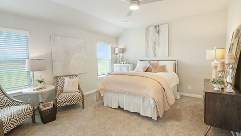 Interior bedroom with large windows