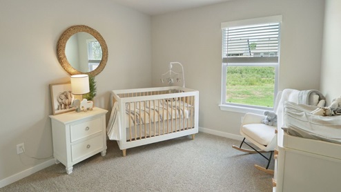 Interior bedroom with large window