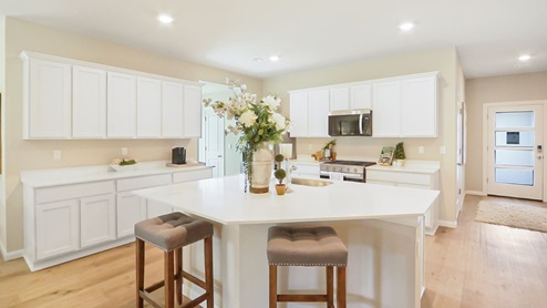 Interior kitchen with large central island