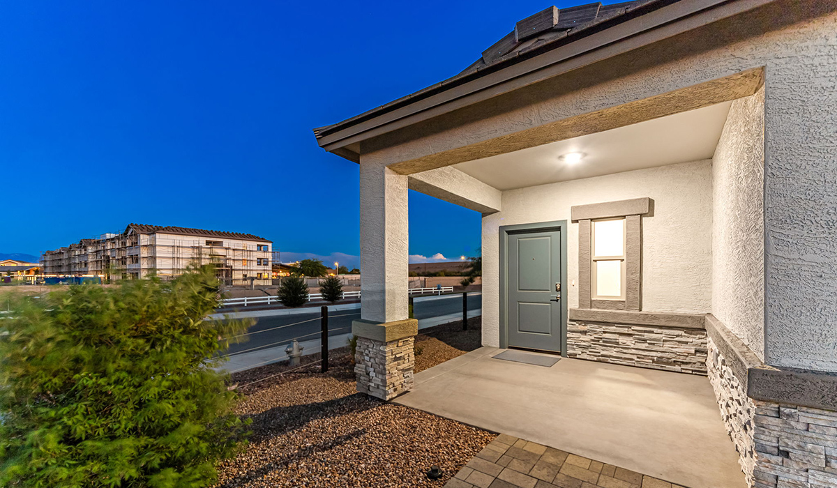 Discover new homes within the only gated community in Gladden Farms. Coronet at Gladden Farms, a premier D.R. Horton community where modern living meets the scenic charm of Marana, Arizona. Coronet offers residents the perfect blend of small-town warmth and modern amenities. Surrounded by 830 acres of green space, 28 parks, and 19 playgrounds, this gated community is designed for families who value both comfort and outdoor adventure.  Residents of Coronet at Gladden Farms enjoy exclusive amenities such as a sparkling community pool, jacuzzi, fitness center, and a clubhouse complete with a BBQ area and patio. The community also offers walking trails, a dog park, and playgrounds, making it the ideal environment for families and active lifestyles. Each home is thoughtfully designed with high-end finishes, including quartz countertops, wood-look luxury vinyl plank flooring, tile roofs, Spanish Lace stucco exteriors and beautifully landscaped front yards with auto drip irrigation. Additionally, all homes feature covered front porches and back patios, perfect for enjoying the stunning Arizona sunsets and monsoons.  Coronet at Gladden Farms is built with a commitment to energy efficiency and sustainability. Each home meets the DOE Zero Energy Ready Home standards, meaning they are constructed to be so energy-efficient that a renewable energy system could offset most or all of the home's annual energy use. These homes include advanced features such as tankless water heaters, energy-efficient LED lighting, and high-performance insulation, ensuring lower utility costs and a reduced environmental footprint. The Home is Connected Smart Home package, which includes a smart thermostat, video doorbell, keyless entry, a Wi-Fi-enabled garage door opener, and much more, provides modern convenience and enhanced security.  Living in Coronet at Gladden Farms means being part of a thriving community with easy access to shopping, dining, and recreation. The greater Gladden Farms area is equipped with amenities like a splashpad, soccer fields, and the Paws & Claws Dog Park. Families will appreciate being part of the Marana Unified School District, with Gladden Farms Elementary nearby and a new K-8 school opening in 2025.  Beyond the community, residents can explore the natural beauty of the area with proximity to Picacho Peak State Park, Tortolita Mountain Park, and Saguaro National Park, offering endless opportunities for hiking, cycling, and wildlife viewing. Experience the perfect blend of comfort, convenience, and community at Coronet at Gladden Farms—where new homes, energy efficiency, and a vibrant lifestyle await.