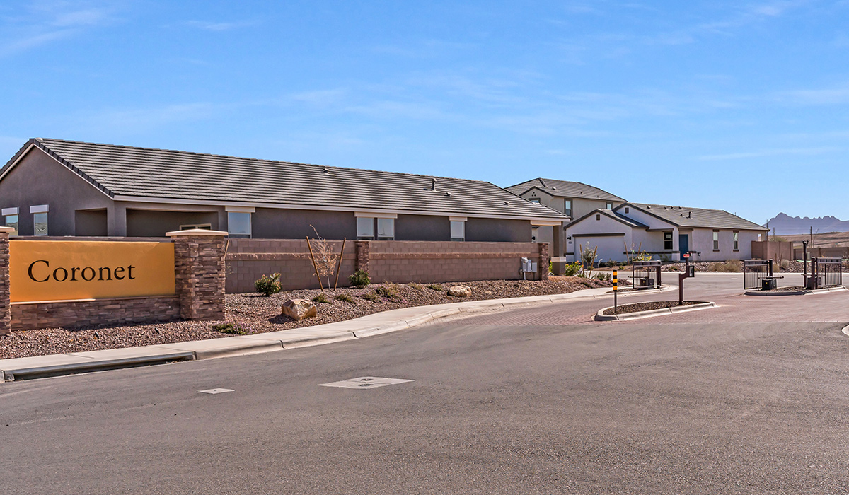 Welcome to The Amber at Coronet at Gladden Farms in Marana, Arizona – a thoughtfully designed 1,330 sq. ft. single-story new home that perfectly combines modern convenience with the natural beauty of the surrounding landscape.  As you step through the inviting front porch, you’re greeted by a smartly arranged entryway that opens into the heart of the home. The great room serves as the central gathering place, seamlessly connecting to the dining area and kitchen, creating an open and inviting space that’s perfect for both everyday living and entertaining.  The kitchen, designed with both style and functionality in mind, features quartz countertops, modern appliances, and a pantry that provides ample storage. The adjacent dining area offers a comfortable setting for meals, while the open layout ensures that the kitchen, dining, and living spaces are always connected.  At the rear of the home, the primary suite offers a peaceful retreat. The spacious bedroom leads to a well-appointed en-suite bathroom, complete with dual vanities, a walk-in shower, and a large walk-in closet, providing both comfort and convenience.  The Amber also includes two additional bedrooms, each offering plenty of space and natural light. These rooms are conveniently located near a second full bathroom, making them ideal for family members or guests.  Additional features of the home include a utility room and direct access to a two-car garage, adding practicality to the overall design. Step outside to the covered patio, where you can enjoy the stunning Arizona sunsets and the tranquil surroundings of Coronet at Gladden Farms.  Built with energy efficiency in mind, The Amber at Coronet at Gladden Farms is a DOE Zero Energy Ready Home, offering a sustainable lifestyle with lower utility costs and a reduced environmental footprint.  *Images shown are for reference only. They depict the home specifications and may not represent the actual home or design package.