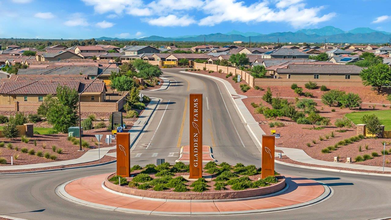 Introducing The Grace at Coronet at Gladden Farms in Marana, Arizona – a spacious 1,965 sq. ft. two-story home that combines modern living with the charm of a vibrant community.  As you enter through the welcoming front porch, the entryway leads you into the open layout of the main floor. Here, the great room seamlessly connects to the dining area and kitchen, creating a perfect space for family gatherings and entertaining. The kitchen is equipped with modern appliances and ample storage space, making meal preparation and entertaining a pleasure.  The main floor also features a convenient powder room for guests, as well as direct access to the two-car garage, enhancing the home’s practicality.  Heading upstairs, you’ll find the homes private quarters. The primary suite offers a peaceful retreat, complete with a generously sized bedroom, a large walk-in closet, and an en-suite bathroom with walk-in shower. The upper level also includes three additional bedrooms, a full bathroom, and a centrally located utility room for added convenience. A versatile loft area provides additional living space that can be customized to suit your family’s needs.  The Grace is designed with energy efficiency in mind and features a tankless water heater, energy-efficient LED lighting, and high-performance insulation, helping to lower utility costs.  Living at Coronet at Gladden Farms means enjoying a community that values both comfort and outdoor adventure. With access to 830 acres of green space, parks, playgrounds, and exclusive amenities like a sparkling pool, fitness center, and clubhouse, this community is perfect for families and active lifestyles.