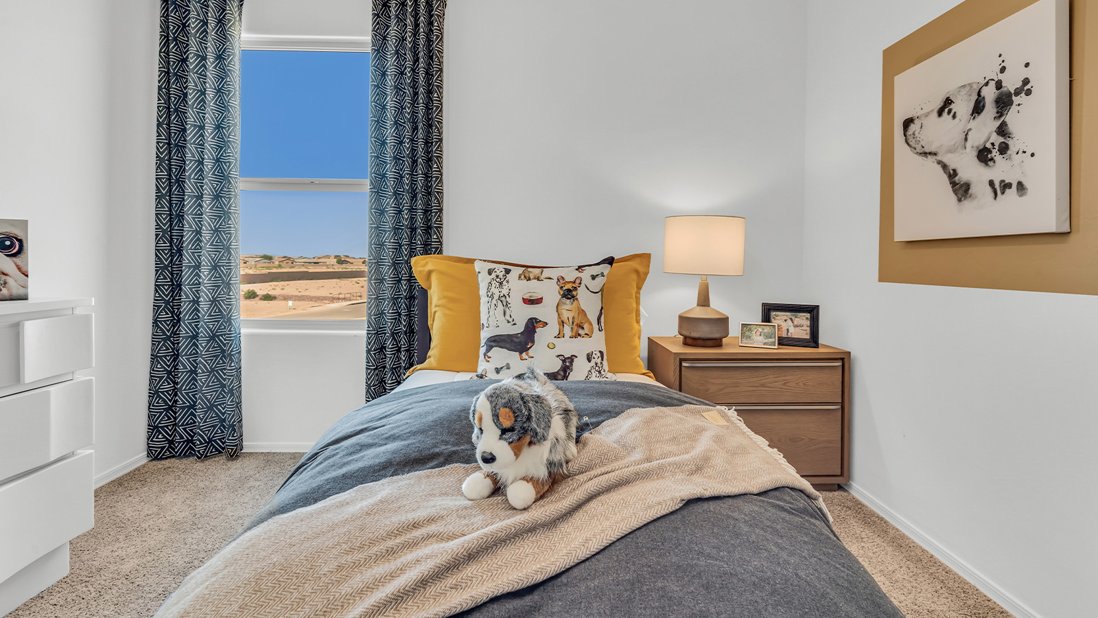 Welcome to The Kate at Coronet at Gladden Farms in Marana, Arizona – a spacious 2,227 sq. ft. two-story home designed to offer both luxury and practicality in a vibrant community setting.  As you step through the welcoming front porch, you’re greeted by an expansive entryway that leads into the heart of the home. The main floor features a generous great room that seamlessly flows into the dining area and kitchen, creating a perfect space for family gatherings and entertaining guests. The kitchen is a chef’s delight with modern appliances and ample storage space.  The main floor also includes a convenient powder room for guests and direct access to the two-car garage, enhancing the home’s functionality.  Upstairs, the primary suite offers a peaceful retreat, complete with a spacious bedroom, a large walk-in closet, and an en-suite bathroom and a walk-in shower. The upper level also includes three additional bedrooms, a full bathroom, and a centrally located utility room for added convenience. A versatile loft area provides additional living space, perfect for a playroom, home office, or secondary lounge.  The Kate in Coronet at Gladden Farms is designed with energy efficiency at its core featuring advanced energy-saving technologies such as a tankless water heater, energy-efficient LED lighting, and high-performance spray foam insulation, helping to lower utility costs.  Living at Coronet at Gladden Farms means more than just having a beautiful home. Residents enjoy access to 830 acres of green space, 28 parks, 19 playgrounds, and exclusive amenities like a sparkling community pool, fitness center, and clubhouse. The gated community also offers walking trails, a dog park, and close proximity to everyday conveniences, making it an ideal environment for families and active lifestyles.