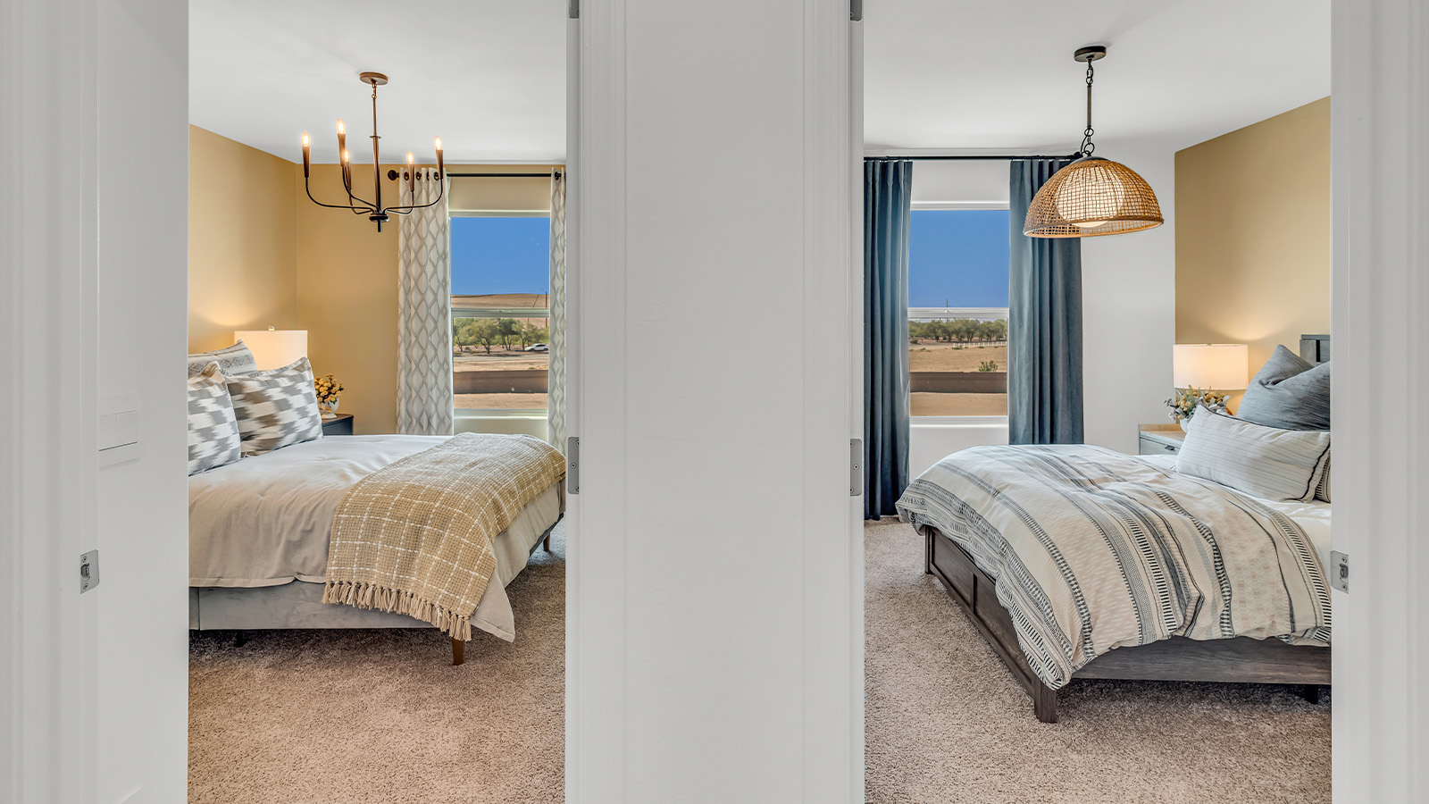 Welcome to The Kate at Coronet at Gladden Farms in Marana, Arizona – a spacious 2,227 sq. ft. two-story home designed to offer both luxury and practicality in a vibrant community setting.  As you step through the welcoming front porch, you’re greeted by an expansive entryway that leads into the heart of the home. The main floor features a generous great room that seamlessly flows into the dining area and kitchen, creating a perfect space for family gatherings and entertaining guests. The kitchen is a chef’s delight with modern appliances and ample storage space.  The main floor also includes a convenient powder room for guests and direct access to the two-car garage, enhancing the home’s functionality.  Upstairs, the primary suite offers a peaceful retreat, complete with a spacious bedroom, a large walk-in closet, and an en-suite bathroom and a walk-in shower. The upper level also includes three additional bedrooms, a full bathroom, and a centrally located utility room for added convenience. A versatile loft area provides additional living space, perfect for a playroom, home office, or secondary lounge.  The Kate in Coronet at Gladden Farms is designed with energy efficiency at its core featuring advanced energy-saving technologies such as a tankless water heater, energy-efficient LED lighting, and high-performance spray foam insulation, helping to lower utility costs.  Living at Coronet at Gladden Farms means more than just having a beautiful home. Residents enjoy access to 830 acres of green space, 28 parks, 19 playgrounds, and exclusive amenities like a sparkling community pool, fitness center, and clubhouse. The gated community also offers walking trails, a dog park, and close proximity to everyday conveniences, making it an ideal environment for families and active lifestyles.