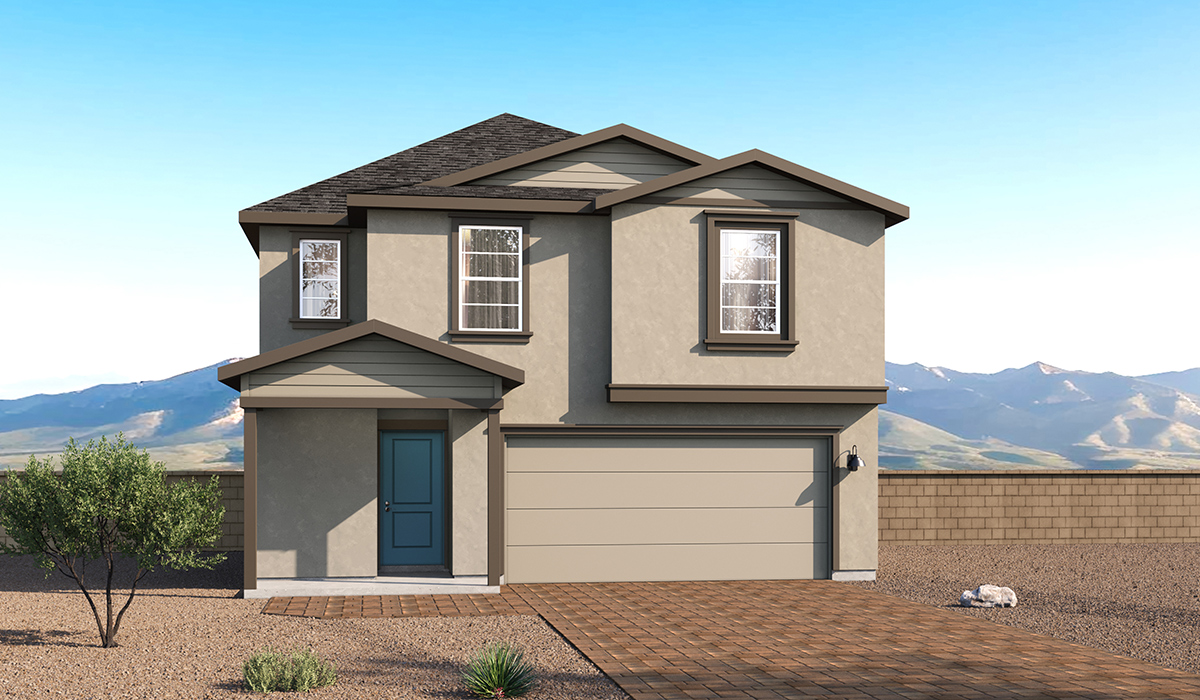 Introducing the Elm floor plan, a thoughtfully designed two-story home now available within Coronet at Gladden Farms Community in Marana, Arizona. With 1,775 square feet of modern living space, the Elm is perfect for those seeking a cozy yet highly functional home that offers a smart separation between the private second-floor retreat and the main living areas below.  Step through the inviting front porch into a welcoming entryway that opens into the main first floor, designed to maximize every inch of space. The expansive great room flows into the dining area and kitchen, creating an ideal layout for entertaining and everyday living. The kitchen features a central island, quartz countertops, Shaker-style cabinetry, and walk-in pantry. A conveniently located powder room completes the first floor. This home features a finished two-car garage accessible from the main floor.  Upstairs, the Elm offers four spacious bedrooms each with a generous closet. The primary suite provides a peaceful retreat with a walk-in closet and en-suite bathroom. The three additional bedrooms are situated just off the versatile loft area, ideal for an extra living space, game room, or home office. Everyday convenience is built in, with the laundry room and a full secondary bathroom also located on the second floor.  The Elm is designed with energy efficiency in mind. This DOE Zero Energy Ready Home offers a sustainable lifestyle with advanced features like tankless water heaters, energy-efficient LED lighting, and high-performance insulation, ensuring lower utility costs and a reduced environmental footprint.  Living at Coronet at Gladden Farms means enjoying a community that values both comfort and outdoor adventure. With access to 830 acres of green space, parks, playgrounds, and exclusive amenities like a sparkling pool, fitness center, and clubhouse, this community is perfect for families and active lifestyles.