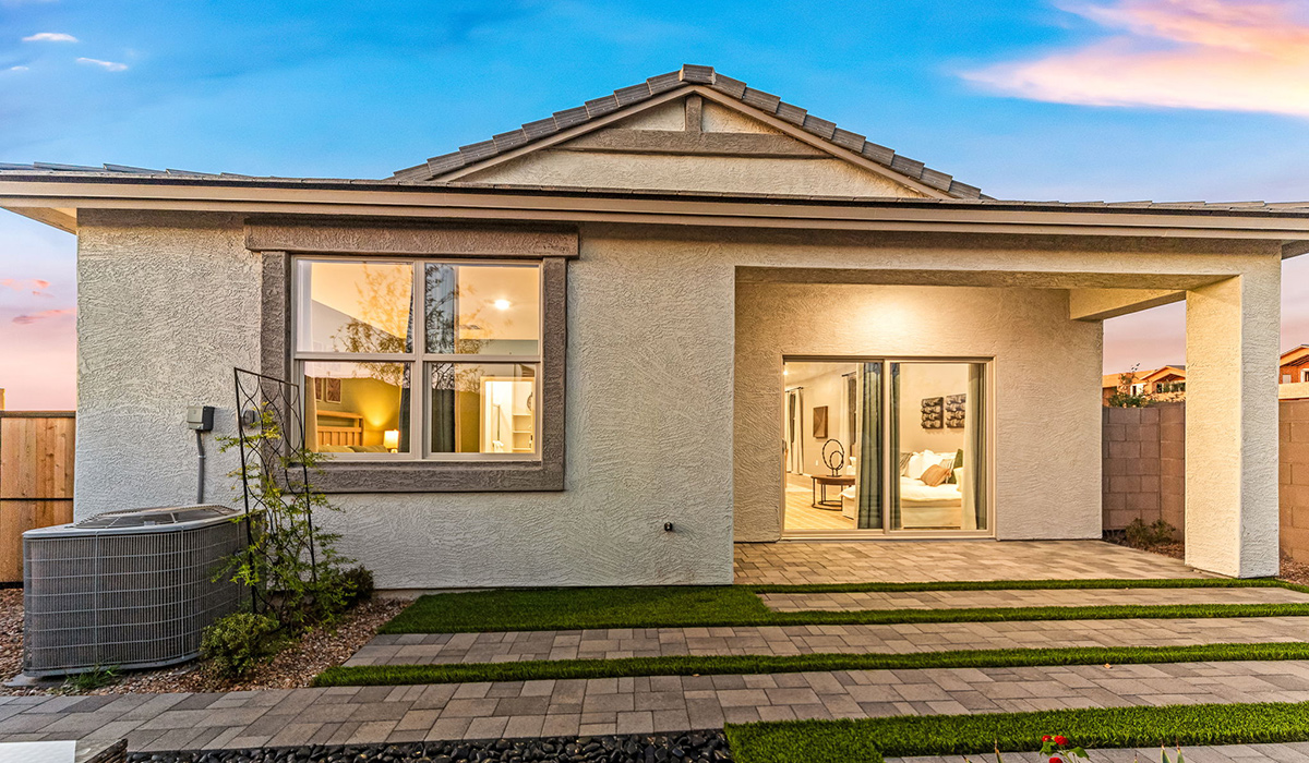 Welcome to The Caroline, the newest floor plan within Coronet at Gladden Farms Community in Marana, Arizona. This single-story new home is 1,536 square feet and is thoughtfully planned out throughout the living spaces. The Caroline offers three bedrooms and two bathrooms, making it ideal for families who value both space and convenience.  As you enter through the inviting covered porch, you’re greeted by a bright and airy entryway that flows into the heart of the home. The expansive great room, dining area, and kitchen are thoughtfully connected, creating an ideal space for entertaining or enjoying time with family. The kitchen features a large island, quartz countertops, Shaker-style cabinetry, spacious pantry, and modern stainless-steel appliances ensure your kitchen is both functional and stylish.  The Caroline’s layout includes a generously sized primary bedroom, carefully positioned for privacy at the rear of the home. This room features a large walk-in closet and an en-suite bathroom. The additional two bedrooms are well-sized and located in separate areas of the home with easy access to the main full bathroom.  The covered patio, accessible from the great room, offers a perfect spot for outdoor living, where you can enjoy Arizona’s beautiful weather throughout the year. Whether you’re hosting a barbecue or simply relaxing, this outdoor space enhances the home’s appeal.  The Caroline is designed with energy efficiency in mind. This DOE Zero Energy Ready Home offers a sustainable lifestyle with advanced features like tankless water heaters, energy-efficient LED lighting, and high-performance insulation, ensuring lower utility costs and a reduced environmental footprint.  Living at Coronet at Gladden Farms means enjoying a community that values both comfort and outdoor adventure. With access to 830 acres of green space, parks, playgrounds, and exclusive amenities like a sparkling pool, fitness center, and clubhouse, this community is perfect for families and active lifestyles.  *Images shown are for reference only. They depict the Caroline sales model home and may not represent the actual home.