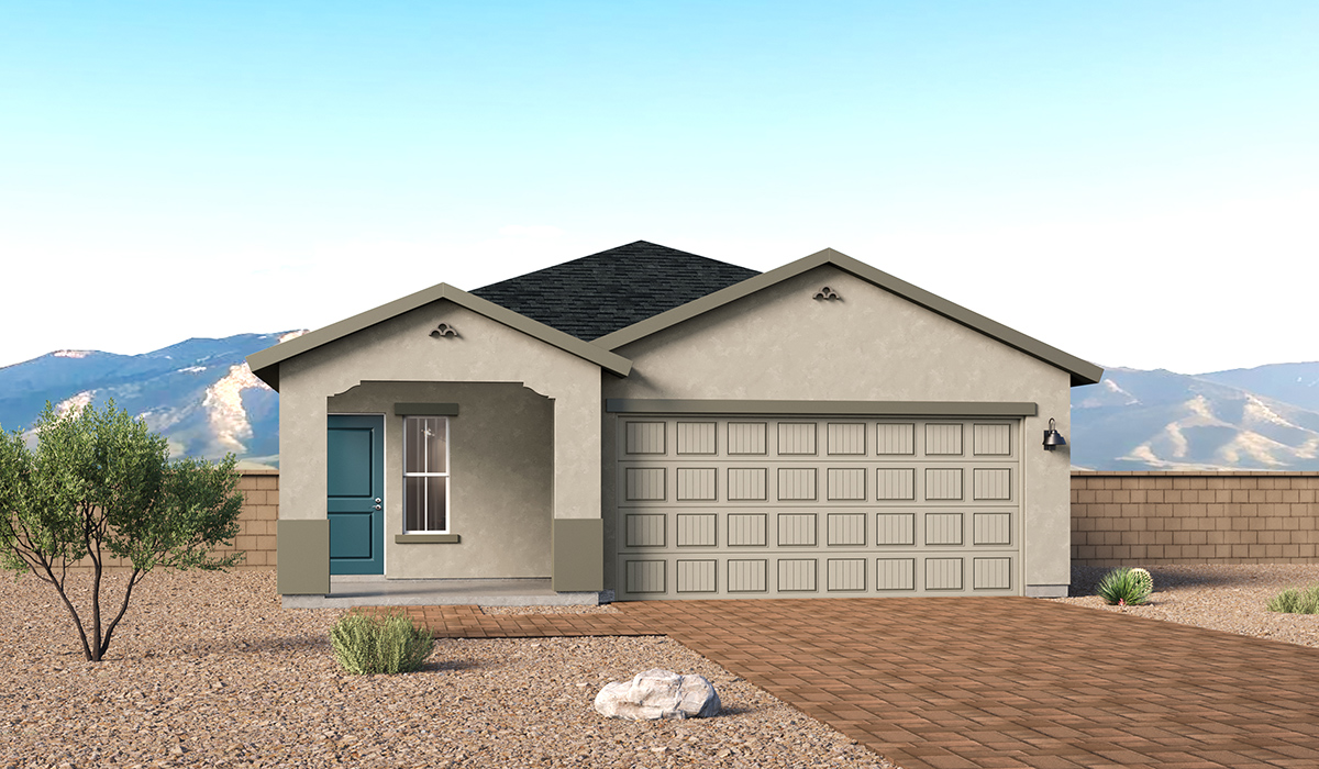 Welcome to The Caroline, the newest floor plan within Coronet at Gladden Farms Community in Marana, Arizona. This single-story new home is 1,536 square feet and is thoughtfully planned out throughout the living spaces. The Caroline offers three bedrooms and two bathrooms, making it ideal for families who value both space and convenience.  As you enter through the inviting covered porch, you’re greeted by a bright and airy entryway that flows into the heart of the home. The expansive great room, dining area, and kitchen are thoughtfully connected, creating an ideal space for entertaining or enjoying time with family. The kitchen features a large island, quartz countertops, Shaker-style cabinetry, spacious pantry, and modern stainless-steel appliances ensure your kitchen is both functional and stylish.  The Caroline’s layout includes a generously sized primary bedroom, carefully positioned for privacy at the rear of the home. This room features a large walk-in closet and an en-suite bathroom. The additional two bedrooms are well-sized and located in separate areas of the home with easy access to the main full bathroom.  The covered patio, accessible from the great room, offers a perfect spot for outdoor living, where you can enjoy Arizona’s beautiful weather throughout the year. Whether you’re hosting a barbecue or simply relaxing, this outdoor space enhances the home’s appeal.  The Caroline is designed with energy efficiency in mind. This DOE Zero Energy Ready Home offers a sustainable lifestyle with advanced features like tankless water heaters, energy-efficient LED lighting, and high-performance insulation, ensuring lower utility costs and a reduced environmental footprint.  Living at Coronet at Gladden Farms means enjoying a community that values both comfort and outdoor adventure. With access to 830 acres of green space, parks, playgrounds, and exclusive amenities like a sparkling pool, fitness center, and clubhouse, this community is perfect for families and active lifestyles.