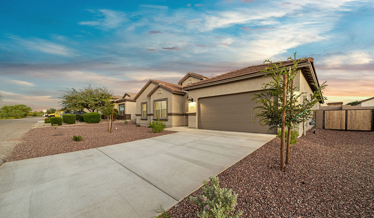 Welcome to The Citrine, a spacious single-story new home located in the Sycamore Vista. With 2,577 square feet of well-planned living space, this home offers four bedrooms, three bathrooms, and a dedicated study, making it ideal for families who value both space and convenience.  As you enter through the inviting covered porch, you’re greeted by a bright and airy entryway that flows into the heart of the home. The expansive great room, dining area, and kitchen are thoughtfully connected, creating an ideal space for entertaining or enjoying time with family. The kitchen features a large island, quartz countertops, and Shaker-style cabinetry. A spacious pantry and modern stainless-steel appliances ensure your kitchen is both functional and stylish.  The Citrine’s layout includes a generously sized primary bedroom, carefully positioned for privacy at the rear of the home. This room features a large walk-in closet and an en-suite bathroom with luxurious super shower. The additional three bedrooms are well-sized and located in separate areas of the home, ensuring privacy and easy access to two more full bathrooms.  One of the highlights of The Citrine is its versatile study, which can be used as a home office, media room, or extra bedroom for guests. The large laundry room, conveniently situated near the bedrooms, adds to the home’s practicality.  The covered patio, accessible from the great room, offers a perfect spot for outdoor living, where you can enjoy Arizona’s beautiful weather throughout the year. Whether you’re hosting a barbecue or simply relaxing, this outdoor space enhances the home’s appeal.  Designed with energy efficiency and modern living in mind, The Citrine includes smart home technology ensuring comfort and sustainability. Large windows throughout the home allow natural light to brighten every corner.  The Citrine combines style, comfort, and practicality, making it a perfect place to call home in one of Vails’s most sought-after communities.  *Images shown are for reference only. They depict The Citrine sales model home and may not represent the actual home.