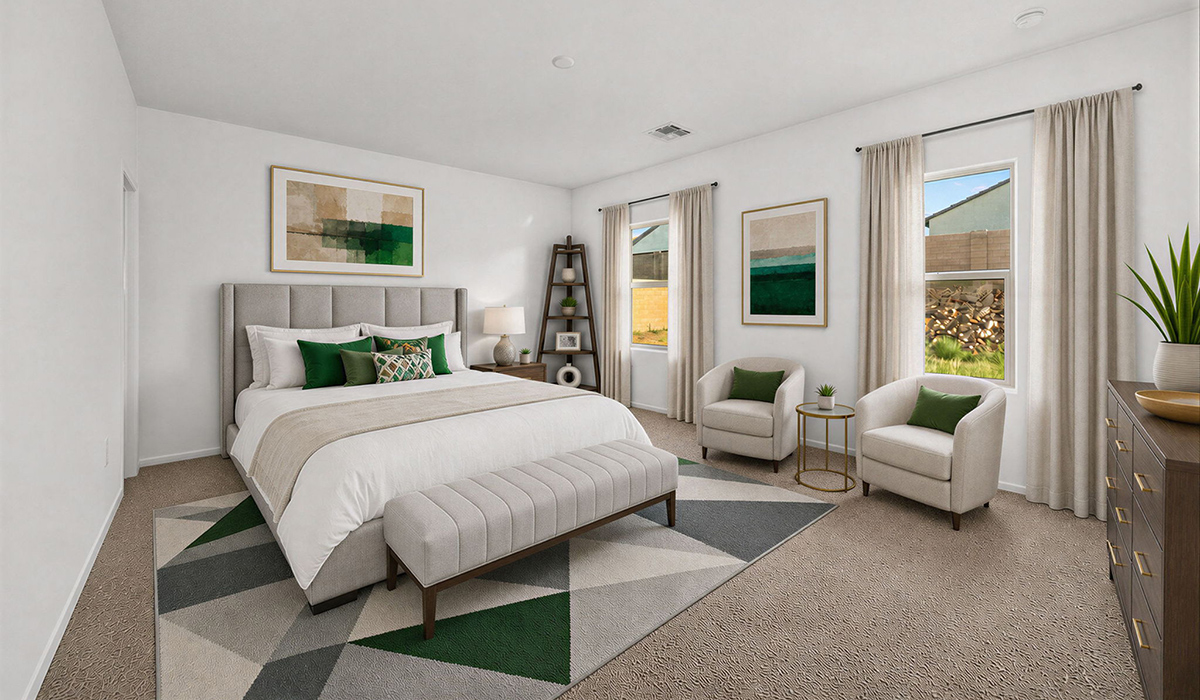 Welcome to The Citrine, a spacious single-story new home located in the Sycamore Vista. With 2,577 square feet of well-planned living space, this home offers four bedrooms, three bathrooms, and a dedicated study, making it ideal for families who value both space and convenience.  As you enter through the inviting covered porch, you’re greeted by a bright and airy entryway that flows into the heart of the home. The expansive great room, dining area, and kitchen are thoughtfully connected, creating an ideal space for entertaining or enjoying time with family. The kitchen features a large island, quartz countertops, and Shaker-style cabinetry. A spacious pantry and modern stainless-steel appliances ensure your kitchen is both functional and stylish.  The Citrine’s layout includes a generously sized primary bedroom, carefully positioned for privacy at the rear of the home. This room features a large walk-in closet and an en-suite bathroom with luxurious super shower. The additional three bedrooms are well-sized and located in separate areas of the home, ensuring privacy and easy access to two more full bathrooms.  One of the highlights of The Citrine is its versatile study, which can be used as a home office, media room, or extra bedroom for guests. The large laundry room, conveniently situated near the bedrooms, adds to the home’s practicality.  The covered patio, accessible from the great room, offers a perfect spot for outdoor living, where you can enjoy Arizona’s beautiful weather throughout the year. Whether you’re hosting a barbecue or simply relaxing, this outdoor space enhances the home’s appeal.  Designed with energy efficiency and modern living in mind, The Citrine includes smart home technology ensuring comfort and sustainability. Large windows throughout the home allow natural light to brighten every corner.  The Citrine combines style, comfort, and practicality, making it a perfect place to call home in one of Vails’s most sought-after communities.  *Images shown are for reference only. They depict The Citrine sales model home and may not represent the actual home.