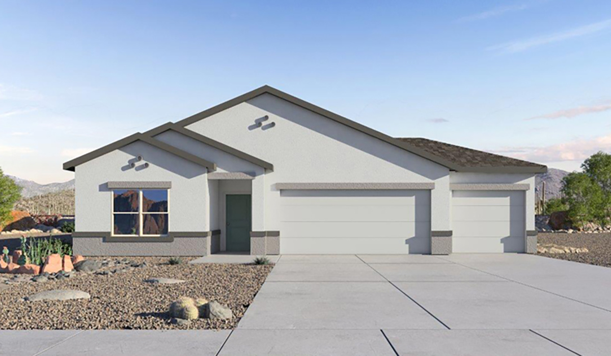 The Lakeway, situated within the beautiful Sycamore Vista community in Vail, Arizona, offers a perfect blend of functionality and comfort, ideal for both growing families and those who appreciate spacious living. With its 2,034 square feet of living space, this single-story new home features five bedrooms and three bathrooms, all meticulously designed to maximize space and convenience.  Entering The Lakeway, you’ll immediately notice the bright and airy atmosphere that flows through the open-concept floor plan. The heart of the home is the great room, seamlessly connected to the kitchen and dining area. The kitchen is equipped with quartz countertops, Shaker-style cabinetry, and a large island that serves as a focal point for both meal preparation and casual gatherings.  The primary bedroom is a true retreat, offering a spacious walk-in closet and an en-suite bathroom. The additional bedrooms are thoughtfully spaced to provide ample privacy for family members or guests, and the two secondary bathrooms are finished with modern fixtures and plenty of storage. This home features a three-car garage accommodating the practical needs of busy households.  Standard features in The Lakeway at Sycamore Vista include energy-efficient elements like a tankless water heater, spray foam insulation, and LED lighting throughout. The home also comes with a Home is Connected® Smart Home package, which includes a smart thermostat, video doorbell, keyless entry, and more, ensuring modern conveniences are at your fingertips. The front yard is beautifully landscaped and includes an auto drip irrigation system, enhancing the curb appeal of this stunning home.  Nestled within Sycamore Vista, The Lakeway combines the tranquility of a rural setting with proximity to excellent schools, shopping, dining, and outdoor recreation, making it an exceptional place to call home.  *Images shown are for reference only. They depict The Lakeway spec home and may not represent the actual home.