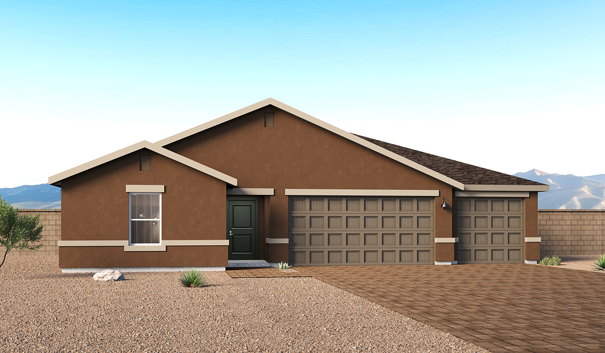 The Agave - Traditions at Sycamore Vista  Introducing The Agave, a brand-new thoughtfully designed single-story home located in Sycamore Vista in Vail, Arizona. Offering 1,640 square feet of well-planned living space, this inviting floor plan features three bedrooms, two full bathrooms, and a spacious three-car garage, with the option to upgrade to a four-car garage. The Agave delivers the perfect blend of comfort, functionality, and modern style for a variety of lifestyles.  Step inside and discover a gorgeous layout designed for effortless everyday living. The spacious great room flows seamlessly into the dining area and well-appointed kitchen, creating the perfect space for gathering with family and friends. The kitchen showcases quartz countertops, Shaker-style cabinetry, stainless steel appliances, and a large center island ideal for meal preparation, casual dining, or entertaining guests.  Tucked away at the rear of the home, the expansive primary suite serves as a tranquil retreat, featuring a generous walk-in closet and a well-appointed en-suite bathroom.  The two additional bedrooms share convenient access to a full bathroom and provides flexibility for family members, overnight guests, or a dedicated home office.  Homes at Sycamore Vista are designed for both style and future-forward living, with exterior features including a Monterey textured stucco finish, professionally landscaped front yards with automatic drip irrigation, and large, fully fenced backyards ready for your personal touch.  Inside, the Home Is Connected® Smart Home package enhances everyday convenience with a smart thermostat, video doorbell, keyless entry, and a Wi-Fi® enabled garage door opener.  With its spacious footprint, thoughtful layout, and modern design elements, The Agave delivers the perfect blend of comfort, functionality, and flexibility for today’s lifestyle.  Located in the desirable Sycamore Vista community, residents enjoy the beauty of Southern Arizona while remaining conveniently close to top-rated Vail schools, shopping, dining, parks, and outdoor recreation.