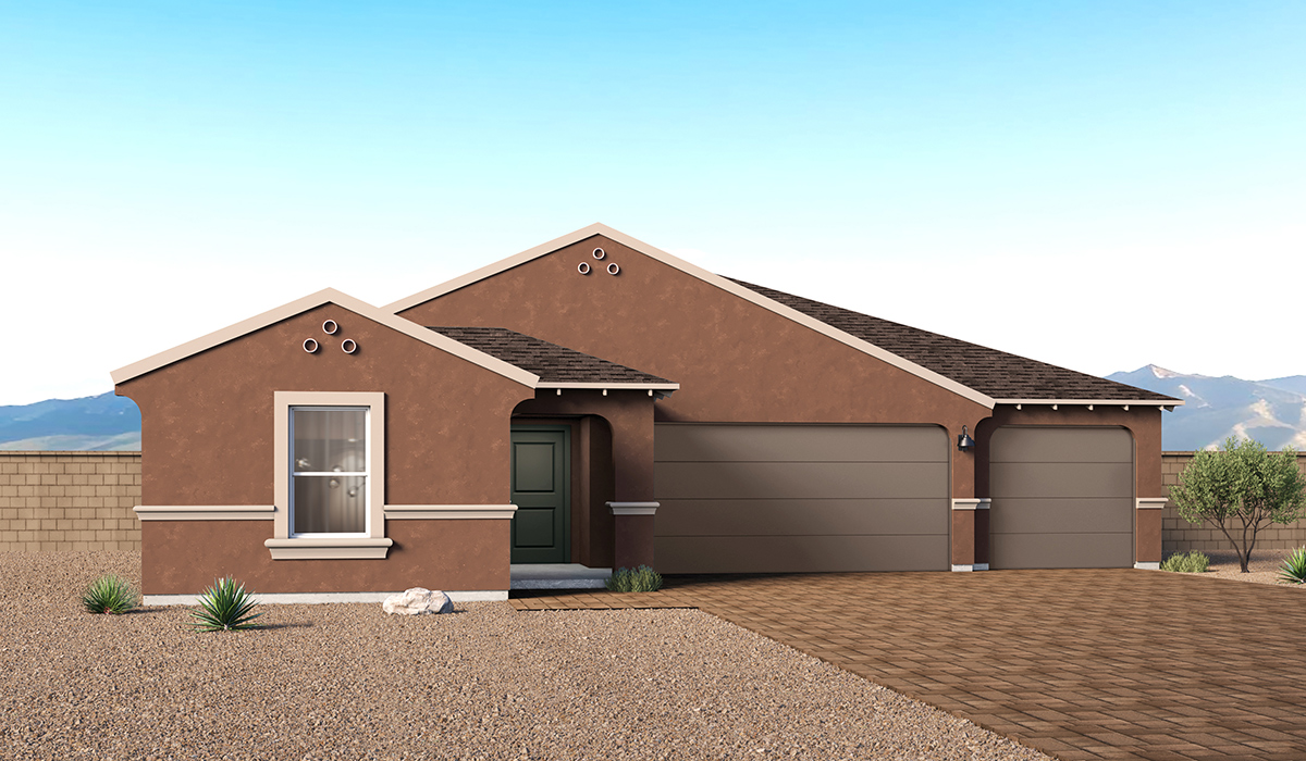 The Cholla - Traditions at Sycamore Vista  Introducing The Cholla, a brand-new thoughtfully designed single-story home located in Sycamore Vista in Vail, Arizona. Offering 1,931 square feet of well-planned living space, this inviting floor plan features four bedrooms, two full bathrooms, and a spacious three-car garage, with the option to upgrade to a four-car or R.V. garage. The Cholla delivers the perfect blend of comfort, functionality, and modern style for a variety of lifestyles.  Step inside and discover a gorgeous layout designed for effortless everyday living. The spacious great room flows seamlessly into the dining area and well-appointed kitchen, creating the perfect space for gathering with family and friends. The kitchen showcases quartz countertops, Shaker-style cabinetry, stainless steel appliances, and a large center island ideal for meal preparation, casual dining, or entertaining guests.  Tucked away at the rear of the home, the expansive primary suite serves as a tranquil retreat, featuring a generous walk-in closet and a well-appointed en-suite bathroom.  The three additional bedrooms share convenient access to a full bathroom and provides flexibility for family members, overnight guests, or a dedicated home office.  Homes at Sycamore Vista are designed for both style and future-forward living, with exterior features including a Monterey textured stucco finish, professionally landscaped front yards with automatic drip irrigation, and large, fully fenced backyards ready for your personal touch.  Inside, the Home Is Connected® Smart Home package enhances everyday convenience with a smart thermostat, video doorbell, keyless entry, and a Wi-Fi® enabled garage door opener.  With its spacious footprint, thoughtful layout, and modern design elements, The Agave delivers the perfect blend of comfort, functionality, and flexibility for today’s lifestyle.  Located in the desirable Sycamore Vista community, residents enjoy the beauty of Southern Arizona while remaining conveniently close to top-rated Vail schools, shopping, dining, parks, and outdoor recreation.