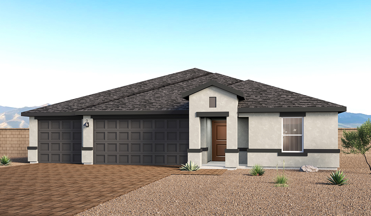 The Jerome - Traditions at Sycamore Vista  Welcome to The Jerome, a brand-new thoughtfully designed single-story home available in the Traditions at Sycamore Vista in Vail, Arizona. Offering 2,576 square feet of beautifully designed living space, this exceptional floor plan features five bedrooms, three full bathrooms, and a spacious three-car garage, providing the perfect balance of style, comfort, and functionality for today’s lifestyles.  Step inside to discover a bright, open-concept layout where everyday living and entertaining come together effortlessly. The expansive great room flows seamlessly into the dining area and gourmet kitchen, creating the ideal gathering space for family and friends. The kitchen is beautifully designed with quartz countertops, Shaker-style cabinetry, stainless steel appliances, and a large center island perfect for meal preparation, casual dining, or hosting guests.  Privately situated at the rear of the home, the spacious primary suite offers a peaceful retreat complete with an en-suite bathroom featuring a walk-in shower, and large walk-in closet.  Four additional bedrooms and two full bathrooms provide flexible space for family members, overnight guests, or your home office needs.  Designed with comfort and efficiency in mind, The Jerome includes quality standard features such as a tankless water heater, spray foam insulation, LED lighting throughout, and D.R. Horton’s Home Is Connected® Smart Home package. This innovative system includes a smart thermostat, video doorbell, keyless entry, and more, allowing you to stay connected and in control from wherever you are. The front yard is beautifully landscaped and includes an auto drip irrigation system, enhancing the curb appeal of this stunning home.  Located in the desirable Sycamore Vista community, residents enjoy the beauty of Southern Arizona while remaining conveniently close to top-rated Vail schools, shopping, dining, parks, and outdoor recreation. With its spacious design, modern finishes, and exceptional value, The Jerome offers everything you need to feel right at home.