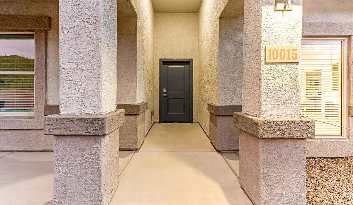 The Cali is a standout single-story new home floorplan available in the Saguaro Bloom community in Marana, Arizona. Offering 1,823 square feet of living space, this home is designed to accommodate modern living with comfort and style. The Cali provides a flexible layout with four bedrooms and two bathrooms, making it an ideal choice for families of all sizes.  The exterior of the Cali presents an inviting façade with its beautiful exterior finishes to suit diverse tastes. As you step inside, you'll be welcomed by a spacious great room that seamlessly connects to the kitchen and dining areas, making it perfect for gatherings and day-to-day living.  This home is equipped with a range of standard features that enhance both its functionality and appeal. Enjoy energy-efficient LED lighting throughout, and a programmable thermostat for easy climate control. The home also includes high-quality finishes such as quartz countertops in the kitchen and bathrooms, and durable wood-look tile flooring in the main living areas.  The kitchen, a focal point of the home, is equipped with stainless steel appliances, ample counter space, and a walk-in pantry that enhances both function and style. The primary bedroom, located at the rear of the home, offers privacy and includes a large walk-in closet and a modern ensuite bathroom with dual vanities and a spacious shower. The remaining three bedrooms are well-sized and share a conveniently located bathroom.  Designed with practicality in mind, this floorplan includes a two-car garage with an option for a third, a utility room with washer and dryer connections, and additional storage space.   Living in Agave at Saguaro Bloom provides residents with access to top-rated schools, community parks, and scenic walking trails. This vibrant neighborhood is the perfect setting for those looking to enjoy the best of Arizona living.  *Images shown are for reference only. They depict the sales model home and may not represent the actual home.