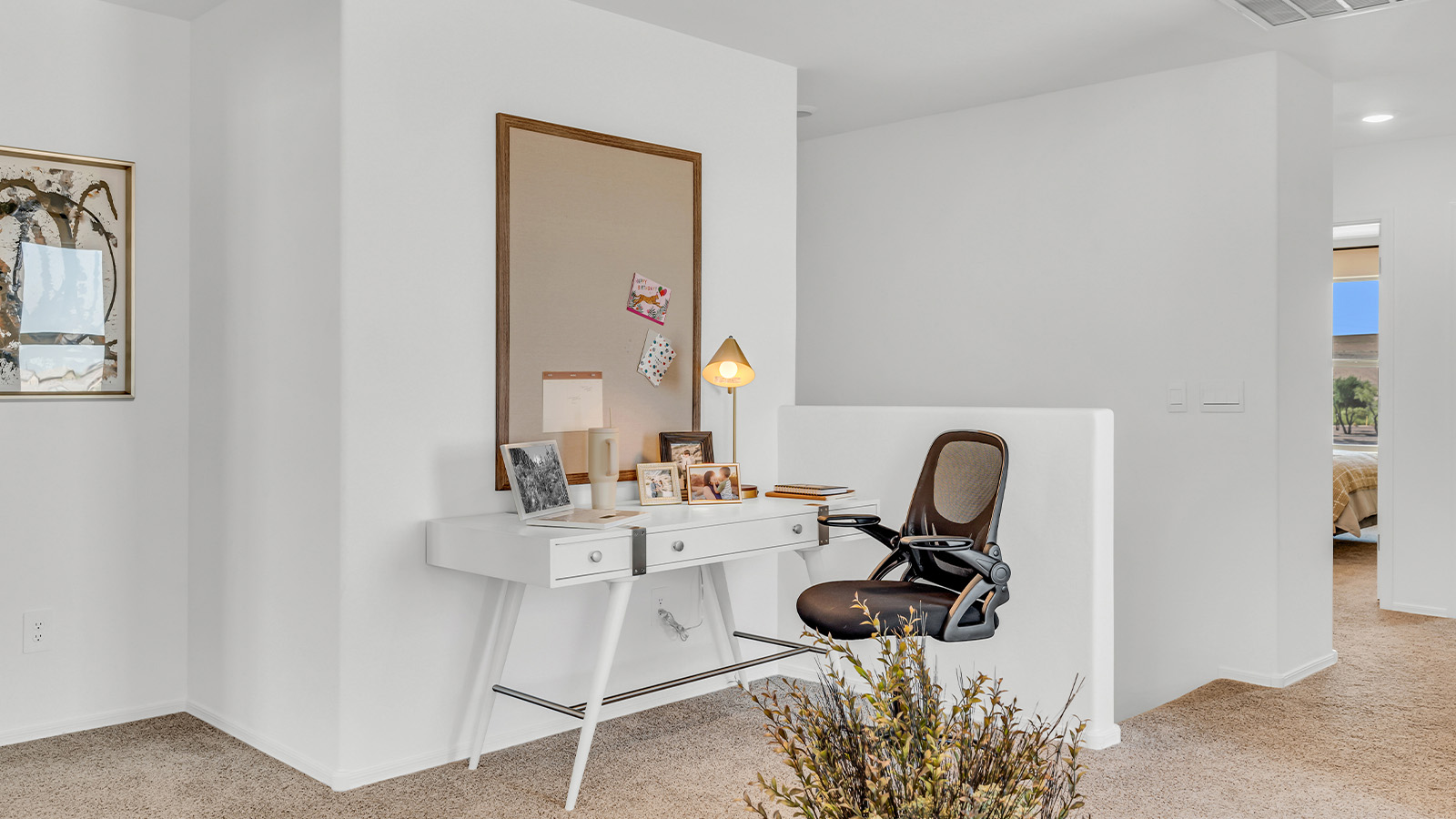 Introducing The Kate, a spacious two-story new home located in the Mesquite neighborhood at Saguaro Bloom, one of Marana's premier communities. This residence, offering 2,264 square feet of living space, is designed to accommodate a variety of lifestyles, with four bedrooms and two and a half bathrooms.  As you enter through the welcoming front porch, you’re immediately drawn into an expansive and open living area. The great room, which flows effortlessly into the dining area and kitchen, serves as the heart of the home, making it perfect for gatherings and everyday living. The kitchen is both functional and stylish, featuring a central island, quartz countertops, and Shaker-style cabinetry. A pantry provides additional storage, keeping your kitchen organized.  Upstairs, The Kate continues to impress with a layout that emphasizes comfort and convenience. The primary bedroom is a peaceful getaway, complete with a walk-in closet and ensuite bathroom. The additional three bedrooms are generously sized and share access to a full bathroom. A dedicated loft provides a flexible space that can be used as a play area, media room, or home office.  The home also includes a powder room on the main level, perfect for guests, and a large utility room upstairs, adding practicality to the daily routine. The covered patio extends your living space outdoors, ideal for enjoying the beautiful Arizona weather.  Built with modern living in mind, The Kate has energy-efficient features, ensuring comfort and sustainability for years to come. Large windows throughout the home allow natural light to brighten every corner, creating a warm and inviting atmosphere.  Situated within the vibrant Saguaro Bloom community, residents have access to many amenities, including swimming pools, walking trails, and parks.   *Images shown are for reference only. They depict the sales model home and may not represent the actual home.