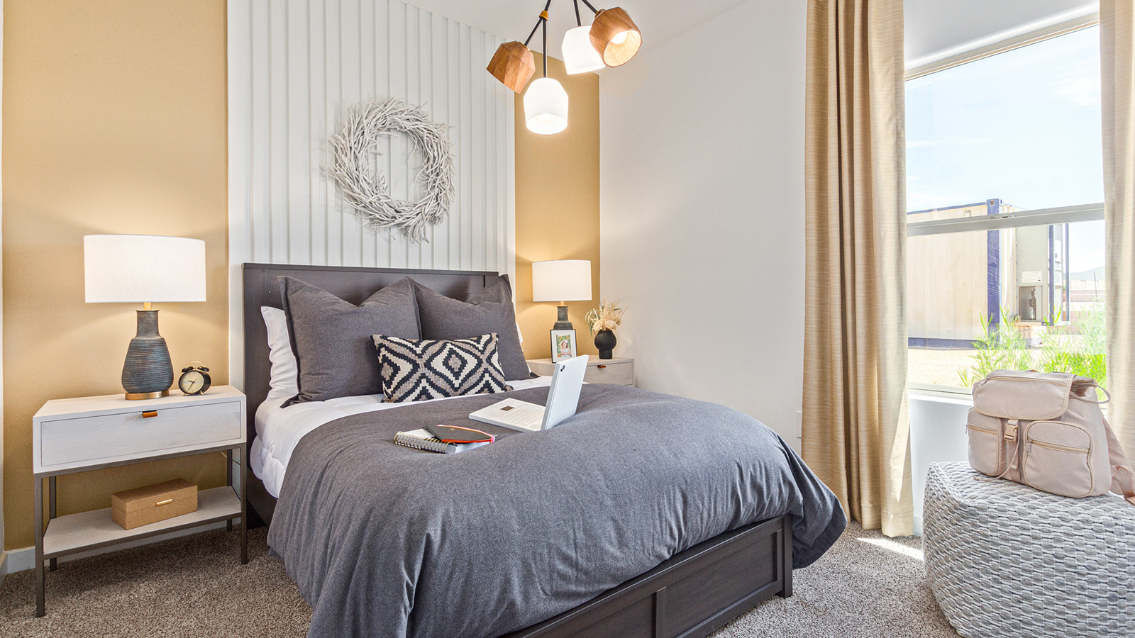 Welcome to The Gaven plan, a spacious single-story within Saguaro Bloom, where modern living meets the serene beauty of the Arizona landscape. This thoughtfully crafted layout offers 1,815 square feet of well-designed living space, featuring four bedrooms and two full bathrooms, perfect for families who value both comfort and style.  As you enter the home, you’ll be greeted by a bright and airy entryway that seamlessly transitions into the heart of the home. The open layout connects the great room, dining area, and kitchen area. The kitchen is a culinary haven, equipped with state-of-the-art appliances, a spacious pantry, and elegant quartz countertops that extend to a large island, perfect for meal prep or casual dining.  The primary suite, nestled at the rear of the home, offers a peaceful retreat with a generously sized walk-in closet and a luxurious en-suite bathroom. The additional three bedrooms are strategically placed to provide privacy and convenience, making them perfect for children, guests, or even a home office. Outside, the covered patio extends your living space, ideal for enjoying Arizona’s stunning sunsets. The front yard is fully landscaped and equipped with an auto drip irrigation system, ensuring your home’s curb appeal is maintained with ease.  Each home within Saguaro Bloom, is outfitted with D.R. Horton’s Home is Connected® Smart Home package, featuring a smart thermostat, video doorbell, keyless entry, and Wi-Fi-enabled garage door opener. Energy efficiency is a cornerstone of the design, with features like spray foam insulation, tankless water heater, and LED lighting, all contributing to long-term savings and environmental sustainability.  Saguaro Bloom is a vibrant community with a wealth of amenities, from scenic walking trails to pools and playgrounds, ensuring that there’s always something for everyone. Embrace the lifestyle you’ve always dreamed of in The Gaven — a perfect blend of comfort, convenience, and Arizona charm.  *Images shown are for reference only. They depict the sales model home and may not represent the actual home.