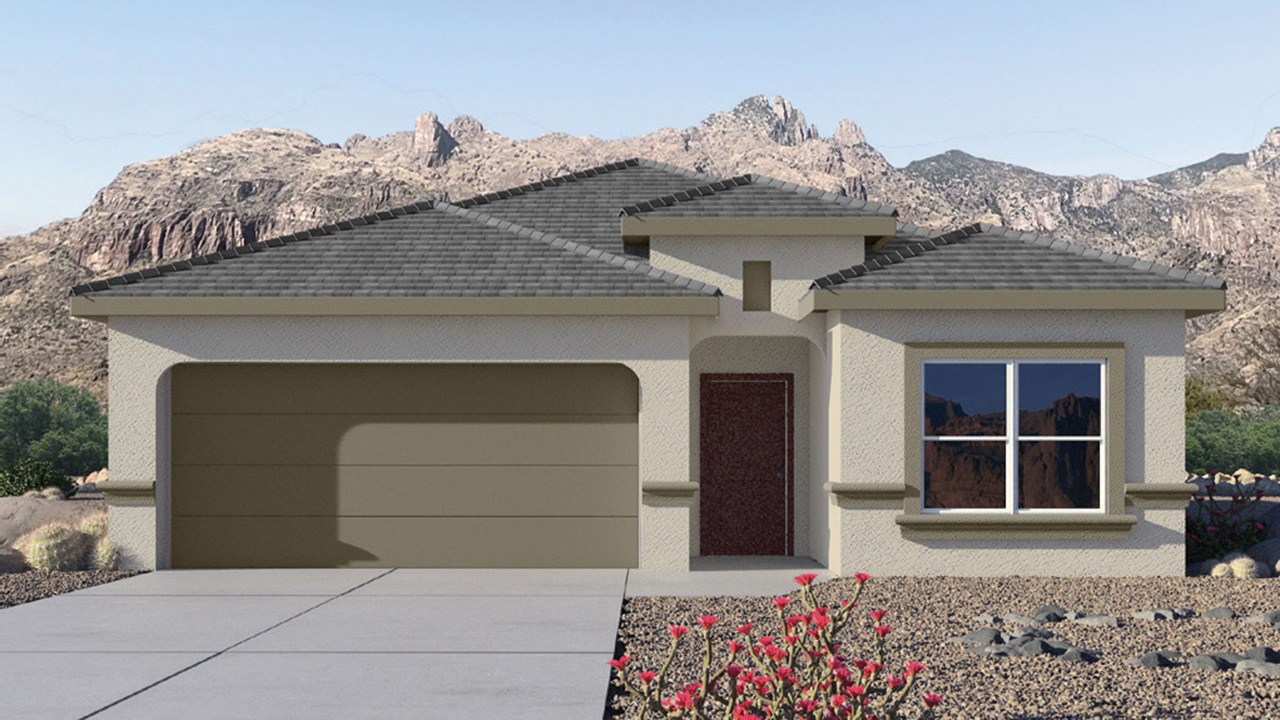 Welcome to The Gaven plan, a spacious single-story within Saguaro Bloom, where modern living meets the serene beauty of the Arizona landscape. This thoughtfully crafted layout offers 1,815 square feet of well-designed living space, featuring four bedrooms and two full bathrooms, perfect for families who value both comfort and style.  As you enter the home, you’ll be greeted by a bright and airy entryway that seamlessly transitions into the heart of the home. The open layout connects the great room, dining area, and kitchen area. The kitchen is a culinary haven, equipped with state-of-the-art appliances, a spacious pantry, and elegant quartz countertops that extend to a large island, perfect for meal prep or casual dining.  The primary suite, nestled at the rear of the home, offers a peaceful retreat with a generously sized walk-in closet and a luxurious en-suite bathroom. The additional three bedrooms are strategically placed to provide privacy and convenience, making them perfect for children, guests, or even a home office. Outside, the covered patio extends your living space, ideal for enjoying Arizona’s stunning sunsets. The front yard is fully landscaped and equipped with an auto drip irrigation system, ensuring your home’s curb appeal is maintained with ease.  Each home within Saguaro Bloom, is outfitted with D.R. Horton’s Home is Connected® Smart Home package, featuring a smart thermostat, video doorbell, keyless entry, and Wi-Fi-enabled garage door opener. Energy efficiency is a cornerstone of the design, with features like spray foam insulation, tankless water heater, and LED lighting, all contributing to long-term savings and environmental sustainability.  Saguaro Bloom is a vibrant community with a wealth of amenities, from scenic walking trails to pools and playgrounds, ensuring that there’s always something for everyone. Embrace the lifestyle you’ve always dreamed of in The Gaven — a perfect blend of comfort, convenience, and Arizona charm.Welcome to The Gaven plan, a spacious single-story within Saguaro Bloom, where modern living meets the serene beauty of the Arizona landscape. This thoughtfully crafted layout offers 1,815 square feet of well-designed living space, featuring four bedrooms and two full bathrooms, perfect for families who value both comfort and style.  As you enter the home, you’ll be greeted by a bright and airy entryway that seamlessly transitions into the heart of the home. The open layout connects the great room, dining area, and kitchen area. The kitchen is a culinary haven, equipped with state-of-the-art appliances, a spacious pantry, and elegant quartz countertops that extend to a large island, perfect for meal prep or casual dining.  The primary suite, nestled at the rear of the home, offers a peaceful retreat with a generously sized walk-in closet and a luxurious en-suite bathroom. The additional three bedrooms are strategically placed to provide privacy and convenience, making them perfect for children, guests, or even a home office. Outside, the covered patio extends your living space, ideal for enjoying Arizona’s stunning sunsets. The front yard is fully landscaped and equipped with an auto drip irrigation system, ensuring your home’s curb appeal is maintained with ease.  Each home within Saguaro Bloom, is outfitted with D.R. Horton’s Home is Connected® Smart Home package, featuring a smart thermostat, video doorbell, keyless entry, and Wi-Fi-enabled garage door opener. Energy efficiency is a cornerstone of the design, with features like spray foam insulation, tankless water heater, and LED lighting, all contributing to long-term savings and environmental sustainability.  Saguaro Bloom is a vibrant community with a wealth of amenities, from scenic walking trails to pools and playgrounds, ensuring that there’s always something for everyone. Embrace the lifestyle you’ve always dreamed of in The Gaven — a perfect blend of comfort, convenience, and Arizona charm.  *Images shown are for reference only. They depict The Gaven model home and may not represent the actual home.
