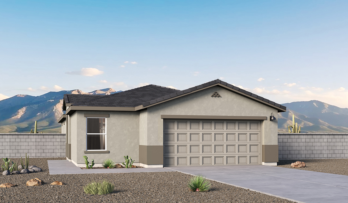 Welcome to The Aloe, a thoughtfully designed new floor plan available at Saguaro Bloom by D.R. Horton in Marana, Arizona. Offering 1,310 square feet of efficient and comfortable living space, The Aloe is ideal for those seeking a home that blends functionality, modern style, and everyday ease.  Upon entry, you’re welcomed into an open-concept layout that maximizes every square foot. The large great room serves as the heart of the home and flows seamlessly into the dining area and kitchen—perfect for both relaxing and entertaining. The kitchen is beautifully appointed with Shaker-style cabinetry, laminate countertops, and modern stainless-steel appliances creating a clean, modern aesthetic with ample storage and workspace.  The Aloe features three well-proportioned bedrooms designed for comfort and flexibility. The private primary suite is tucked away at the rear of the home and includes a walk-in closet and en-suite bathroom. Two additional bedrooms are located near the front of the home.  Designed with convenience in mind, the home includes a utility room near the kitchen, offering easy access to laundry and additional storage.  Step outside to a spacious backyard, where you can unwind and enjoy Marana’s beautiful weather year-round. Whether you’re sipping your morning coffee or hosting a weekend barbecue, this outdoor space serene surroundings of Saguaro Bloom.  Additionally, The Aloe is equipped with D.R. Horton’s Home is Connected Smart Home package, which includes a smart thermostat, video doorbell, keyless entry, and Wi-Fi® enabled garage door opener.  Residents of Saguaro Bloom enjoy an array of community amenities, including a clubhouse, two pools with lap lanes and lagoon entry, a fitness center, a splash pad, and over 30 miles of walking trails. The community also features more than 20 pocket parks, playgrounds, and coming soon, a large community park with tennis, pickleball, soccer, baseball, and a dog park.  Located in the highly-rated Marana Unified School District, Saguaro Bloom is close to excellent schools, including Rattlesnake Ridge Elementary, Marana Middle School, and Marana High School.