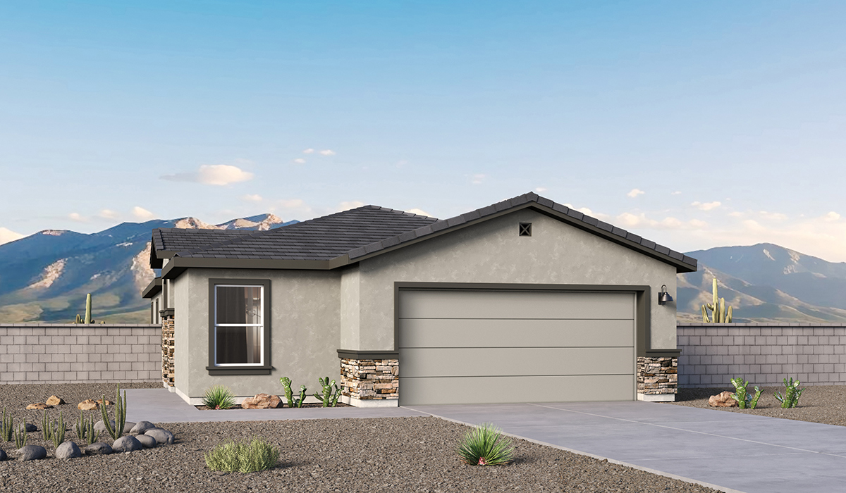 Welcome to The Aloe, a thoughtfully designed new floor plan available at Saguaro Bloom by D.R. Horton in Marana, Arizona. Offering 1,310 square feet of efficient and comfortable living space, The Aloe is ideal for those seeking a home that blends functionality, modern style, and everyday ease.  Upon entry, you’re welcomed into an open-concept layout that maximizes every square foot. The large great room serves as the heart of the home and flows seamlessly into the dining area and kitchen—perfect for both relaxing and entertaining. The kitchen is beautifully appointed with Shaker-style cabinetry, laminate countertops, and modern stainless-steel appliances creating a clean, modern aesthetic with ample storage and workspace.  The Aloe features three well-proportioned bedrooms designed for comfort and flexibility. The private primary suite is tucked away at the rear of the home and includes a walk-in closet and en-suite bathroom. Two additional bedrooms are located near the front of the home.  Designed with convenience in mind, the home includes a utility room near the kitchen, offering easy access to laundry and additional storage.  Step outside to a spacious backyard, where you can unwind and enjoy Marana’s beautiful weather year-round. Whether you’re sipping your morning coffee or hosting a weekend barbecue, this outdoor space serene surroundings of Saguaro Bloom.  Additionally, The Aloe is equipped with D.R. Horton’s Home is Connected Smart Home package, which includes a smart thermostat, video doorbell, keyless entry, and Wi-Fi® enabled garage door opener.  Residents of Saguaro Bloom enjoy an array of community amenities, including a clubhouse, two pools with lap lanes and lagoon entry, a fitness center, a splash pad, and over 30 miles of walking trails. The community also features more than 20 pocket parks, playgrounds, and coming soon, a large community park with tennis, pickleball, soccer, baseball, and a dog park.  Located in the highly-rated Marana Unified School District, Saguaro Bloom is close to excellent schools, including Rattlesnake Ridge Elementary, Marana Middle School, and Marana High School.