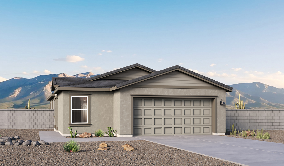 Welcome to The Aloe, a thoughtfully designed new floor plan available at Saguaro Bloom by D.R. Horton in Marana, Arizona. Offering 1,310 square feet of efficient and comfortable living space, The Aloe is ideal for those seeking a home that blends functionality, modern style, and everyday ease.  Upon entry, you’re welcomed into an open-concept layout that maximizes every square foot. The large great room serves as the heart of the home and flows seamlessly into the dining area and kitchen—perfect for both relaxing and entertaining. The kitchen is beautifully appointed with Shaker-style cabinetry, laminate countertops, and modern stainless-steel appliances creating a clean, modern aesthetic with ample storage and workspace.  The Aloe features three well-proportioned bedrooms designed for comfort and flexibility. The private primary suite is tucked away at the rear of the home and includes a walk-in closet and en-suite bathroom. Two additional bedrooms are located near the front of the home.  Designed with convenience in mind, the home includes a utility room near the kitchen, offering easy access to laundry and additional storage.  Step outside to a spacious backyard, where you can unwind and enjoy Marana’s beautiful weather year-round. Whether you’re sipping your morning coffee or hosting a weekend barbecue, this outdoor space serene surroundings of Saguaro Bloom.  Additionally, The Aloe is equipped with D.R. Horton’s Home is Connected Smart Home package, which includes a smart thermostat, video doorbell, keyless entry, and Wi-Fi® enabled garage door opener.  Residents of Saguaro Bloom enjoy an array of community amenities, including a clubhouse, two pools with lap lanes and lagoon entry, a fitness center, a splash pad, and over 30 miles of walking trails. The community also features more than 20 pocket parks, playgrounds, and coming soon, a large community park with tennis, pickleball, soccer, baseball, and a dog park.  Located in the highly-rated Marana Unified School District, Saguaro Bloom is close to excellent schools, including Rattlesnake Ridge Elementary, Marana Middle School, and Marana High School.
