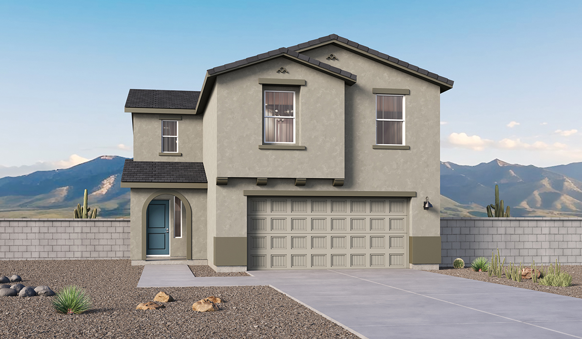 Discover the Gila, a brand new versatile two-story floor plan offering 2,057 sq. ft. of comfortable, modern living space now available in the master planned community of Saguaro Bloom by D.R. Horton in Marana, Arizona.  Thoughtfully crafted for households of all sizes, The Gila features four bedrooms, a spacious loft, and three full bathrooms, ensuring every family member has their own space to unwind and recharge. The main floor creates an inviting flow, with a generous great room that connects seamlessly to the dining area and kitchen.  A standout highlight of this home is the guest-style suite on the main floor, offering convenient access to a full bathroom. Perfect for visitors, multi-generational living, or private home office, this main-level bedroom offers exceptional flexibility.  Upstairs, The Gila continues to impress with thoughtful design and family-friendly layout. The well-appointed primary bedroom includes a private en-suite bathroom and large walk-in closet. Bedrooms 2 and 3, along with the loft, share a full bathroom conveniently located for easy access. An additional standout feature is Bedroom 2, which includes a large walk-in closet, a perfect setup for teens, young adults, or anyone who appreciates extra storage and personal space. The second floor also features a large laundry room, conveniently located near the bedrooms.  The Gila is designed with energy efficiency in mind and features tankless water heaters, energy-efficient LED lighting, and high-performance insulation, helping to lower utility costs.  Additionally, this home is equipped with D.R. Horton’s Home is Connected Smart Home package, which includes a smart thermostat, video doorbell, keyless entry, and Wi-Fi® enabled garage door opener.  Step outside to a spacious backyard, where you can unwind and enjoy Marana’s beautiful weather year-round. Whether you’re sipping your morning coffee or hosting a weekend barbecue, this outdoor space serene surroundings of Saguaro Bloom.  Residents of Saguaro Bloom enjoy an array of community amenities, including a clubhouse, two pools with lap lanes and lagoon entry, a fitness center, a splash pad, and over 30 miles of walking trails. The community also features more than 20 pocket parks, playgrounds, and coming soon, a large community park with tennis, pickleball, soccer, baseball, and a dog park.  Located in the highly-rated Marana Unified School District, Saguaro Bloom is close to excellent schools, including Rattlesnake Ridge Elementary, Marana Middle School, and Marana High School.  *Images shown are for reference only. They depict The Gila sales model home and may not represent the actual home.