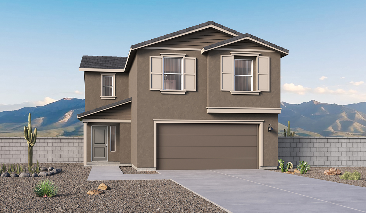 Discover the Gila, a brand new versatile two-story floor plan offering 2,057 sq. ft. of comfortable, modern living space now available in the master planned community of Saguaro Bloom by D.R. Horton in Marana, Arizona.  Thoughtfully crafted for households of all sizes, The Gila features four bedrooms, a spacious loft, and three full bathrooms, ensuring every family member has their own space to unwind and recharge. The main floor creates an inviting flow, with a generous great room that connects seamlessly to the dining area and kitchen.  A standout highlight of this home is the guest-style suite on the main floor, offering convenient access to a full bathroom. Perfect for visitors, multi-generational living, or private home office, this main-level bedroom offers exceptional flexibility.  Upstairs, The Gila continues to impress with thoughtful design and family-friendly layout. The well-appointed primary bedroom includes a private en-suite bathroom and large walk-in closet. Bedrooms 2 and 3, along with the loft, share a full bathroom conveniently located for easy access. An additional standout feature is Bedroom 2, which includes a large walk-in closet, a perfect setup for teens, young adults, or anyone who appreciates extra storage and personal space. The second floor also features a large laundry room, conveniently located near the bedrooms.  The Gila is designed with energy efficiency in mind and features tankless water heaters, energy-efficient LED lighting, and high-performance insulation, helping to lower utility costs.  Additionally, this home is equipped with D.R. Horton’s Home is Connected Smart Home package, which includes a smart thermostat, video doorbell, keyless entry, and Wi-Fi® enabled garage door opener.  Step outside to a spacious backyard, where you can unwind and enjoy Marana’s beautiful weather year-round. Whether you’re sipping your morning coffee or hosting a weekend barbecue, this outdoor space serene surroundings of Saguaro Bloom.  Residents of Saguaro Bloom enjoy an array of community amenities, including a clubhouse, two pools with lap lanes and lagoon entry, a fitness center, a splash pad, and over 30 miles of walking trails. The community also features more than 20 pocket parks, playgrounds, and coming soon, a large community park with tennis, pickleball, soccer, baseball, and a dog park.  Located in the highly-rated Marana Unified School District, Saguaro Bloom is close to excellent schools, including Rattlesnake Ridge Elementary, Marana Middle School, and Marana High School.  *Images shown are for reference only. They depict The Gila sales model home and may not represent the actual home.