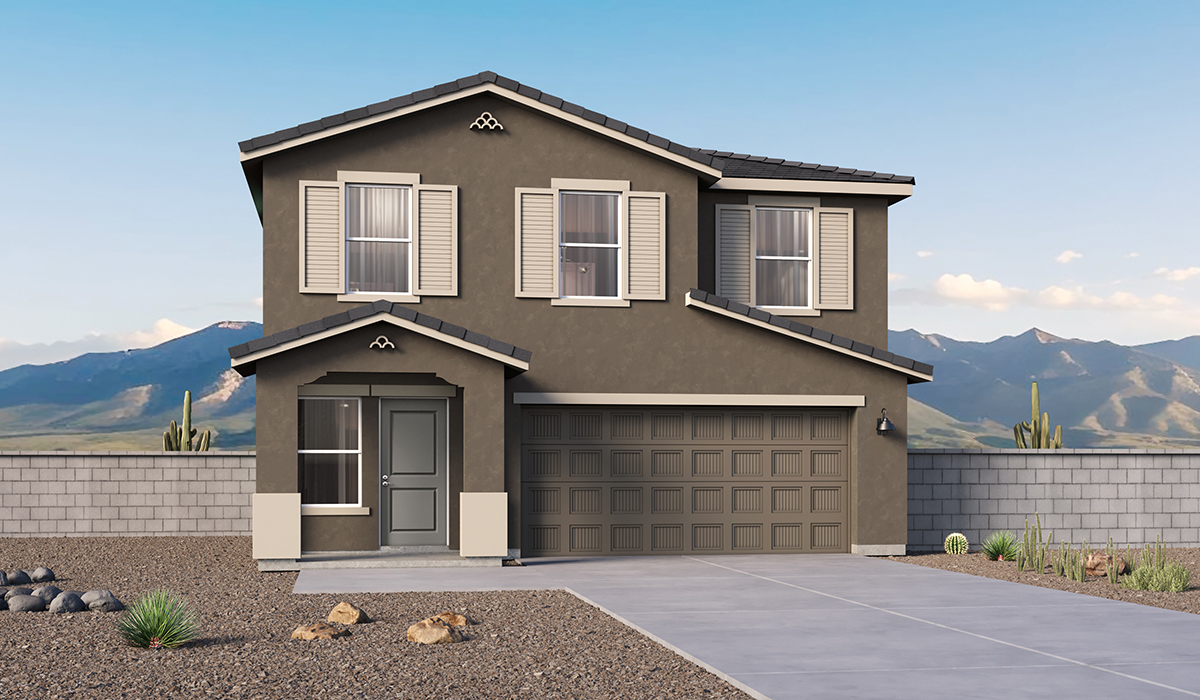 Introducing The Kleindale, a brand new stunning two-story home within the master-planned community of Saguaro Bloom by D.R. Horton in Marana, Arizona.  This spacious and beautifully designed two-story home offers 2,406 sq. ft., five bedrooms, three full bathrooms, and a two-car garage. This impressive layout is ideal for large households, multigenerational living, or anyone who simply wants room to grow, gather, and live comfortably.  A welcoming front porch leads you into the entryway, which flows into the expansive open-concept great room, dining area, and kitchen. The kitchen features stainless steel gas range, microwave, and dishwasher, and plenty of storage space. With thoughtful design and abundant natural light, the main floor truly feels like the heart of the home.  One of the standout features of The Kleindale is the fifth bedroom located on the main floor with convenient access to a full bathroom, making it perfect for a guest suite or private home office.  A spacious and private second floor continues the living space with a generous loft leading to the primary bedroom, complete with an en-suite bathroom and large walk-in closet. Three additional bedrooms are also located on the second floor each offering plenty of space for family, guests, or work-from-home needs. The upstairs also includes a full bathroom and laundry room.  Our homes at Saguaro Bloom are designed with the future in mind. Each home features a light lace stucco exterior, landscaped front yards with auto drip irrigation, and large backyards that are fully fenced and ready for your personal touch. Inside, the Home is Connected® Smart Home package brings modern convenience to your fingertips with a smart thermostat, video doorbell, keyless entry, and a Wi-Fi® enabled garage door opener.  Step outside to a spacious backyard, where you can unwind and enjoy Marana’s beautiful weather year-round. Whether you’re sipping your morning coffee or hosting a weekend barbecue, this outdoor space serene surroundings of Saguaro Bloom.  With its expansive living spaces, flexible bedroom arrangements, and thoughtful deign throughout, The Kleindale offers the ultimate combination of comfort, convenience, and room to thrive.  Residents of Saguaro Bloom enjoy an array of community amenities, including a clubhouse, two pools with lap lanes and lagoon entry, a fitness center, a splash pad, and over 30 miles of walking trails. The community also features more than 20 pocket parks, playgrounds, and coming soon, a large community park with tennis, pickleball, soccer, baseball, and a dog park.  Located in the highly-rated Marana Unified School District, Saguaro Bloom is close to excellent schools, including Rattlesnake Ridge Elementary, Marana Middle School, and Marana High School.  *Images shown are for reference only. They depict The Kleindale specs home and may not represent the actual home.
