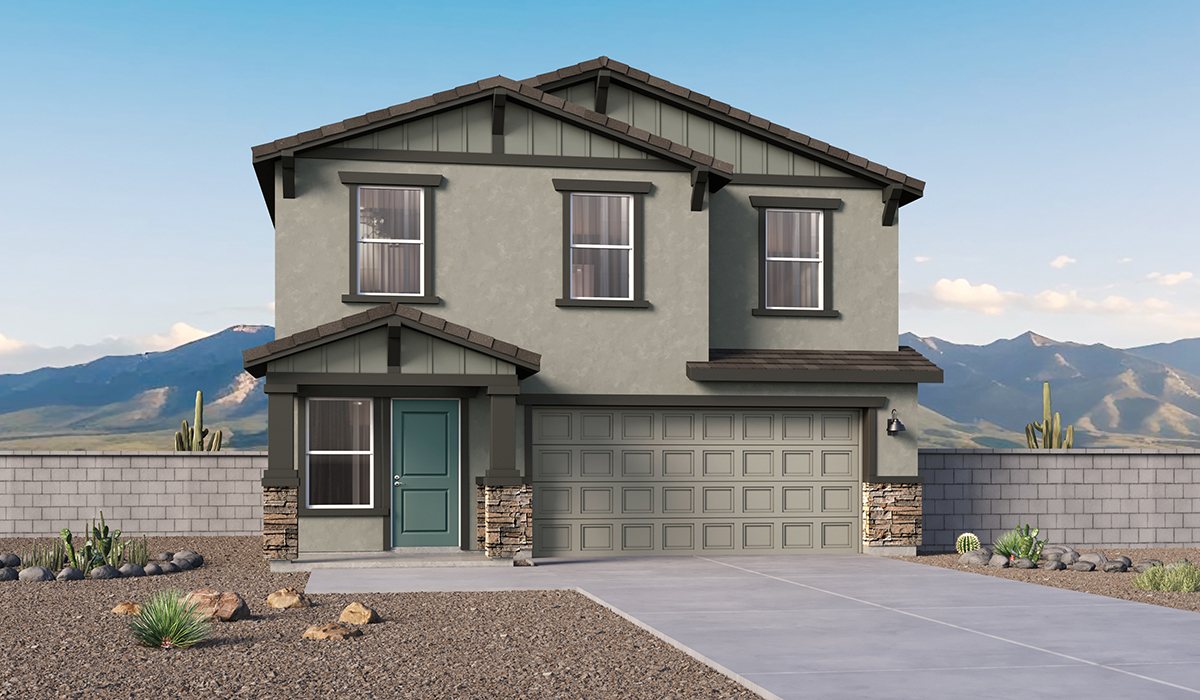 Introducing The Kleindale, a brand new stunning two-story home within the master-planned community of Saguaro Bloom by D.R. Horton in Marana, Arizona.  This spacious and beautifully designed two-story home offers 2,406 sq. ft., five bedrooms, three full bathrooms, and a two-car garage. This impressive layout is ideal for large households, multigenerational living, or anyone who simply wants room to grow, gather, and live comfortably.  A welcoming front porch leads you into the entryway, which flows into the expansive open-concept great room, dining area, and kitchen. The kitchen features stainless steel gas range, microwave, and dishwasher, and plenty of storage space. With thoughtful design and abundant natural light, the main floor truly feels like the heart of the home.  One of the standout features of The Kleindale is the fifth bedroom located on the main floor with convenient access to a full bathroom, making it perfect for a guest suite or private home office.  A spacious and private second floor continues the living space with a generous loft leading to the primary bedroom, complete with an en-suite bathroom and large walk-in closet. Three additional bedrooms are also located on the second floor each offering plenty of space for family, guests, or work-from-home needs. The upstairs also includes a full bathroom and laundry room.  Our homes at Saguaro Bloom are designed with the future in mind. Each home features a light lace stucco exterior, landscaped front yards with auto drip irrigation, and large backyards that are fully fenced and ready for your personal touch. Inside, the Home is Connected® Smart Home package brings modern convenience to your fingertips with a smart thermostat, video doorbell, keyless entry, and a Wi-Fi® enabled garage door opener.  Step outside to a spacious backyard, where you can unwind and enjoy Marana’s beautiful weather year-round. Whether you’re sipping your morning coffee or hosting a weekend barbecue, this outdoor space serene surroundings of Saguaro Bloom.  With its expansive living spaces, flexible bedroom arrangements, and thoughtful deign throughout, The Kleindale offers the ultimate combination of comfort, convenience, and room to thrive.  Residents of Saguaro Bloom enjoy an array of community amenities, including a clubhouse, two pools with lap lanes and lagoon entry, a fitness center, a splash pad, and over 30 miles of walking trails. The community also features more than 20 pocket parks, playgrounds, and coming soon, a large community park with tennis, pickleball, soccer, baseball, and a dog park.  Located in the highly-rated Marana Unified School District, Saguaro Bloom is close to excellent schools, including Rattlesnake Ridge Elementary, Marana Middle School, and Marana High School.  *Images shown are for reference only. They depict The Kleindale specs home and may not represent the actual home.