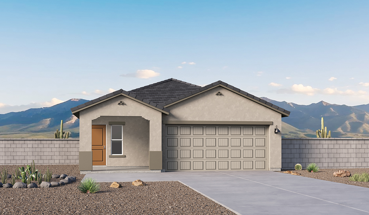 Welcome to The Carolina, a new floor plan available at Saguaro Bloom by D.R. Horton in Marana, Arizona. This single-story floorplan offers 1,608 square feet and is thoughtfully planned out throughout the living spaces. The Carolina features three bedrooms and two bathrooms, making it ideal for those seeking value, space, and convenience.  As you enter through the inviting covered porch, you’re greeted by a bright and airy entryway that flows into the heart of the home. The expansive great room, dining area, and kitchen are thoughtfully connected, creating an ideal space for entertaining or enjoying time with family.  The Carolina’s layout includes a generously sized primary bedroom, carefully positioned for privacy at the rear of the home. This spacious room features a large walk-in closet and an en-suite bathroom. The additional two bedrooms are well-sized and located near the heart of the home with easy access to the main full bathroom.  The Carolina is designed with energy efficiency in mind and features a tankless water heater, energy-efficient LED lighting, and high-performance insulation, helping to lower utility costs. Additionally, this home is equipped with D.R. Horton’s Home is Connected Smart Home package, which includes a smart thermostat, video doorbell, keyless entry, and Wi-Fi® enabled garage door opener.  Step outside to a spacious backyard, where you can unwind and enjoy Tucson’s beautiful weather year-round. Whether you’re sipping your morning coffee or hosting a weekend barbecue, this outdoor space serene surroundings of Saguaro Bloom.  Residents of Saguaro Bloom enjoy an array of community amenities, including a clubhouse, two pools with lap lanes and lagoon entry, a fitness center, a splash pad, and over 30 miles of walking trails. The community also features more than 20 pocket parks, playgrounds, and coming soon, a large community park with tennis, pickleball, soccer, baseball, and a dog park.  Located in the highly-rated Marana Unified School District, Saguaro Bloom is close to excellent schools, including Rattlesnake Ridge Elementary, Marana Middle School, and Marana High School.  *Images shown are for reference only. They depict The Carolina sales model home and may not represent the actual home.